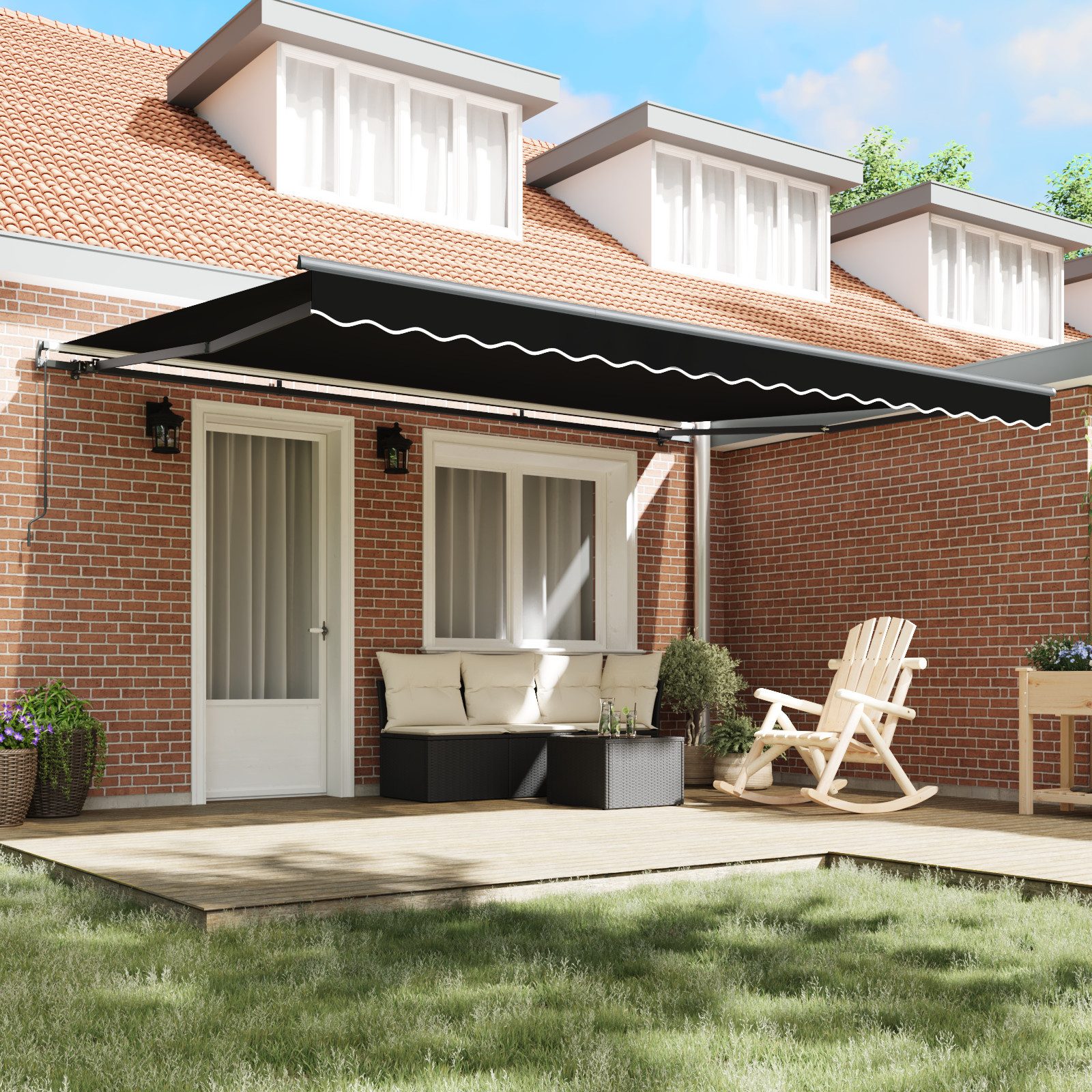 Thumbnail - vidaXL Markise manuelle einziehbare Markise Schwarz 450x350 cm (1-St)