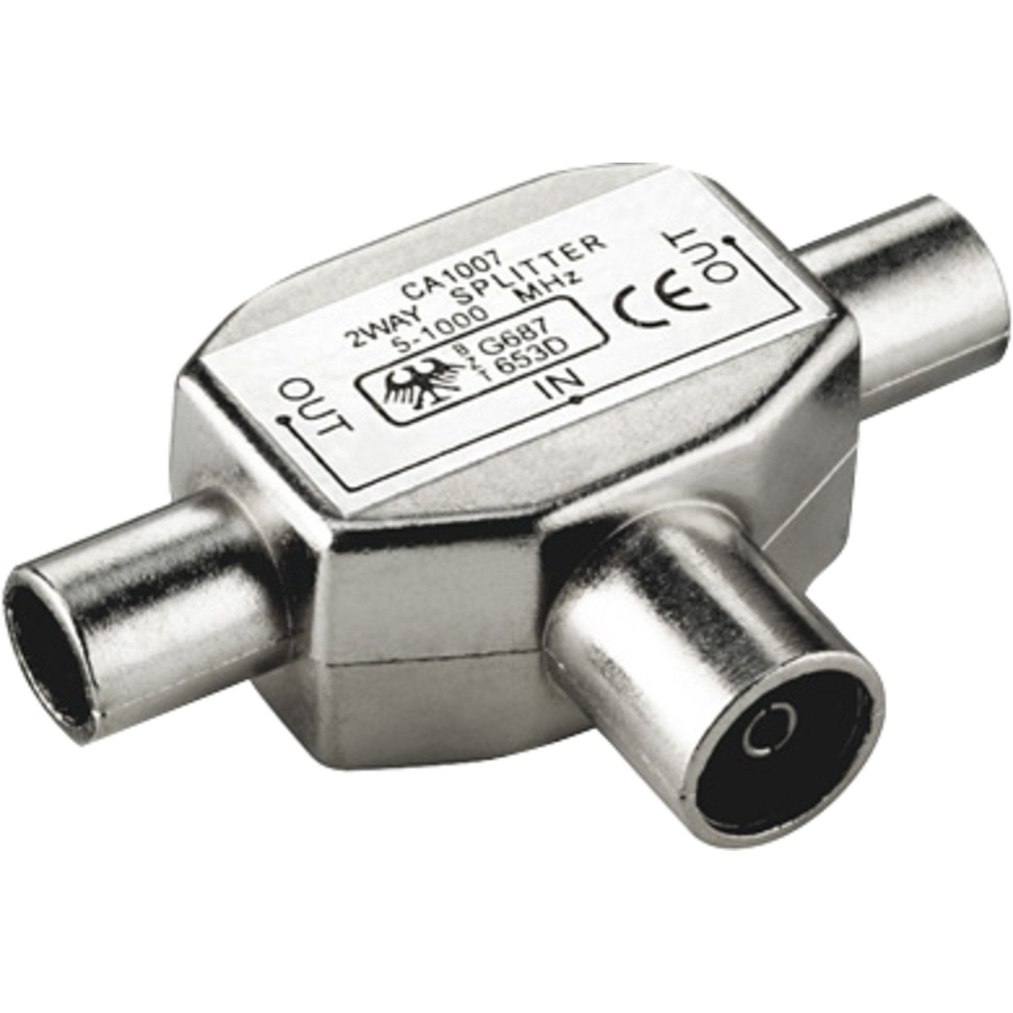 goobay Koaxial-Verteiler 2x Stecker auf Kupplung, Tuner