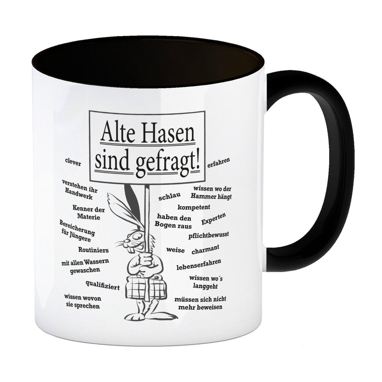 speecheese Tasse Alte Hasen sind gefragt! Kaffeebecher in schwarz