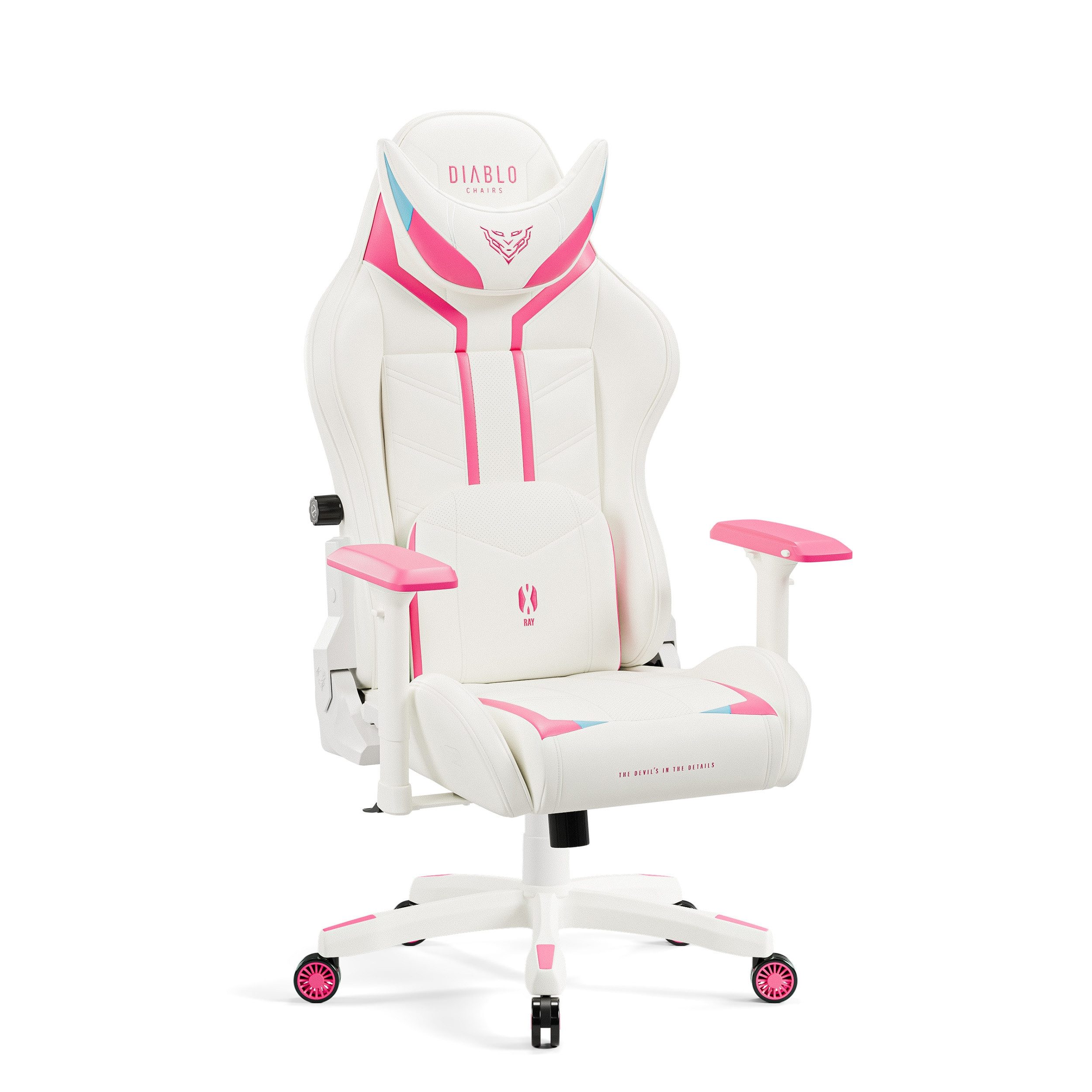 DIABLO CHAIRS Gaming-Stuhl X-Ray Kunstleder perforiert ergonomisch 4D-Armlehnen (4D-Armlehnen, Magnetkopfstütze, HDS Air perforiert, Kids S Normal L King XL), Magnetkopfstütze Lendenkissen TiltTech Wippfunktion