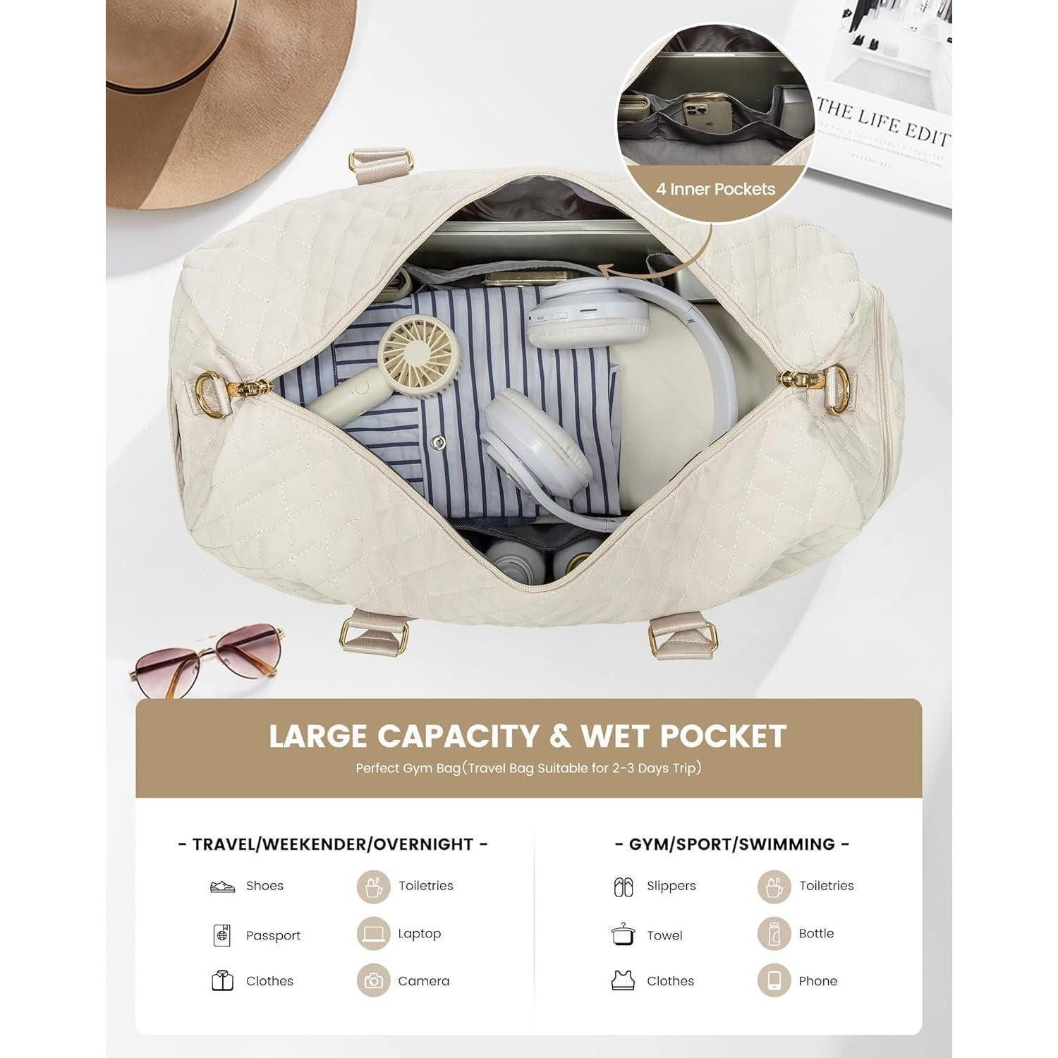 LuxusKollektion Reisetasche Reisetasche Damen 45L Groß Weekender Sporttasch günstig online kaufen