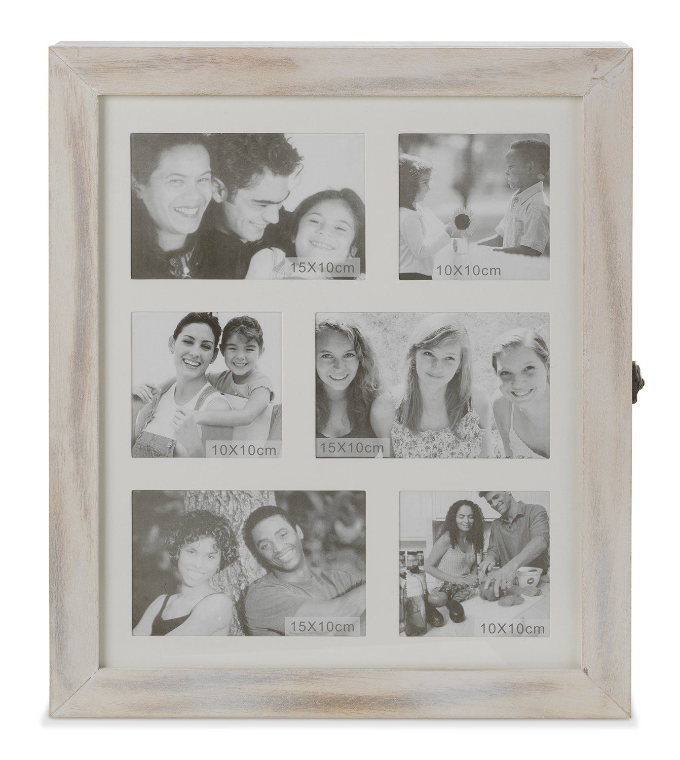 Schlüsselkasten FRIENDS, Weiß, Holz, Breite 35 cm, 18 Haken, mit Bilderrahm günstig online kaufen