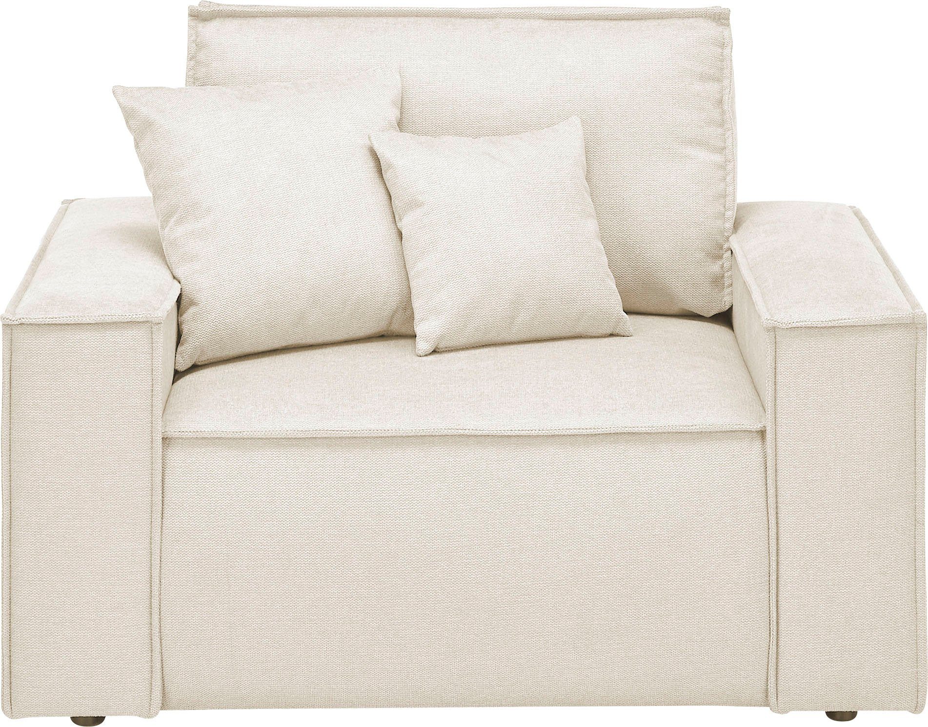 OTTO home Loveseat FINNLEY, XXL-Sessel, Lesesessel, trendige Stoffe, inkl. Zierkissen (1-St), verfügbar in den Stoffqualitäten Bouclé, Struktur fein und Mega Cord