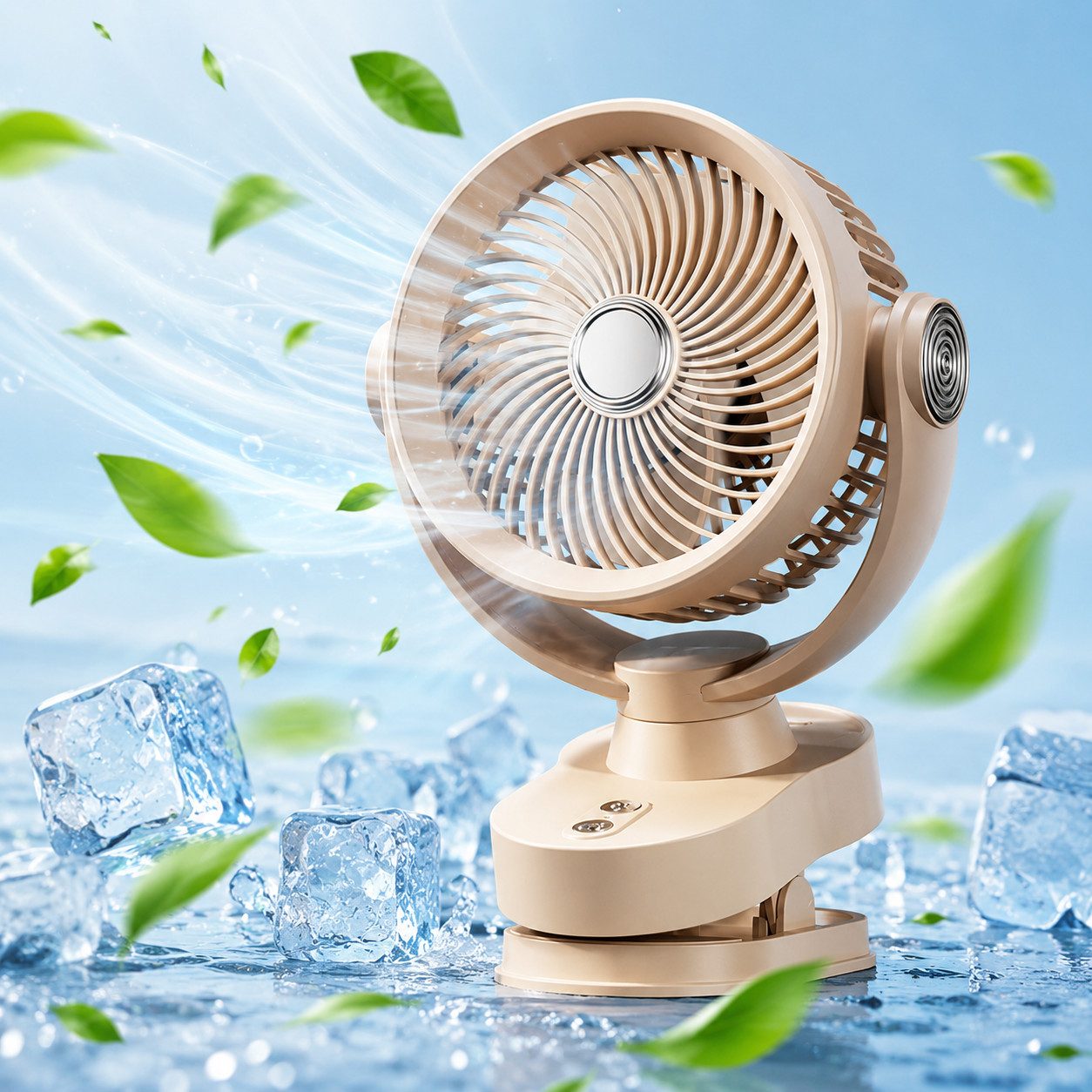 MOPUEA Standventilator Tragbarer Ventilator zum Anklippen, wiederaufladbarer, 120 ° automatischer Schwenkung, 3 Geschwindigkeiten