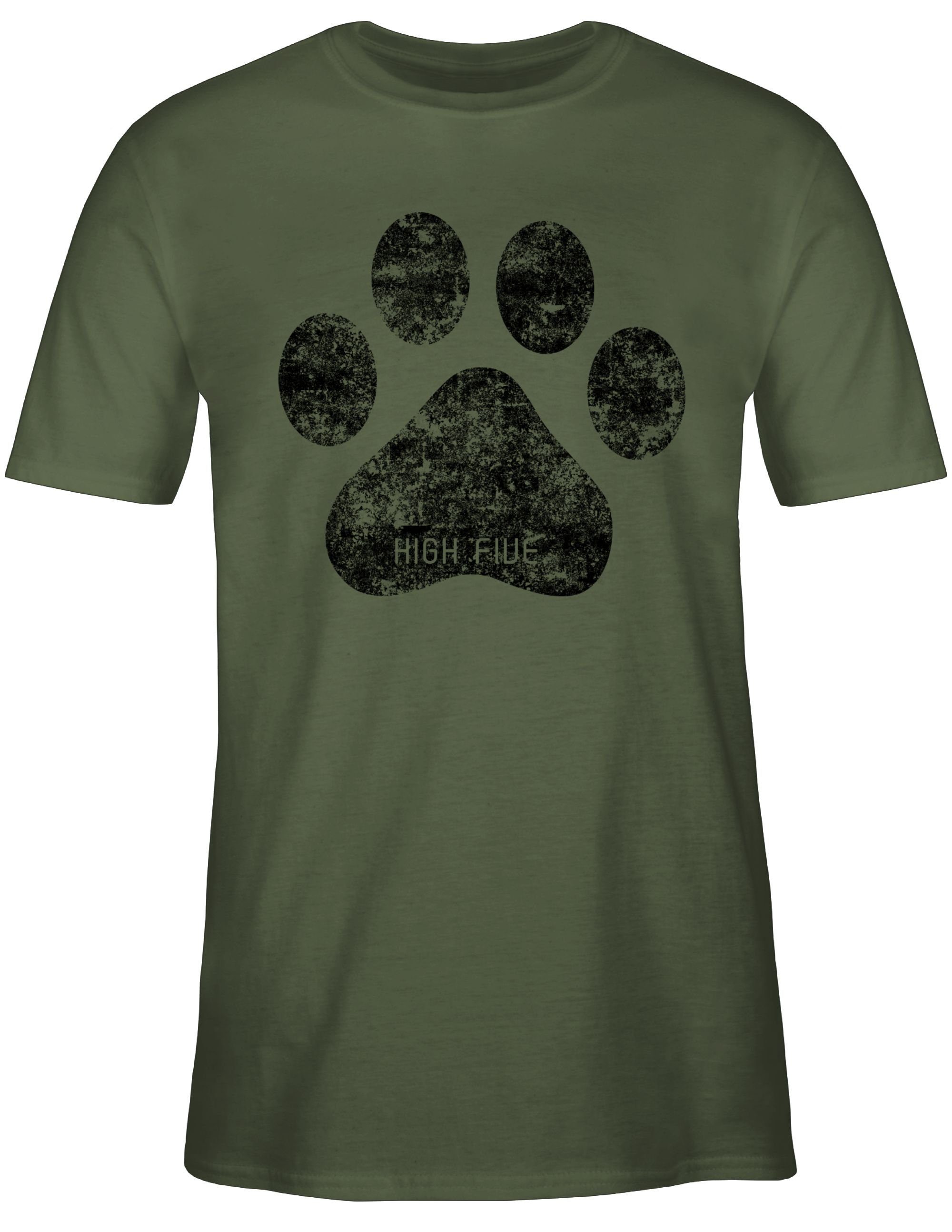Shirtracer Hundebesitzer für 2 Army Grün Five T-Shirt High Pfote Geschenk Hunde