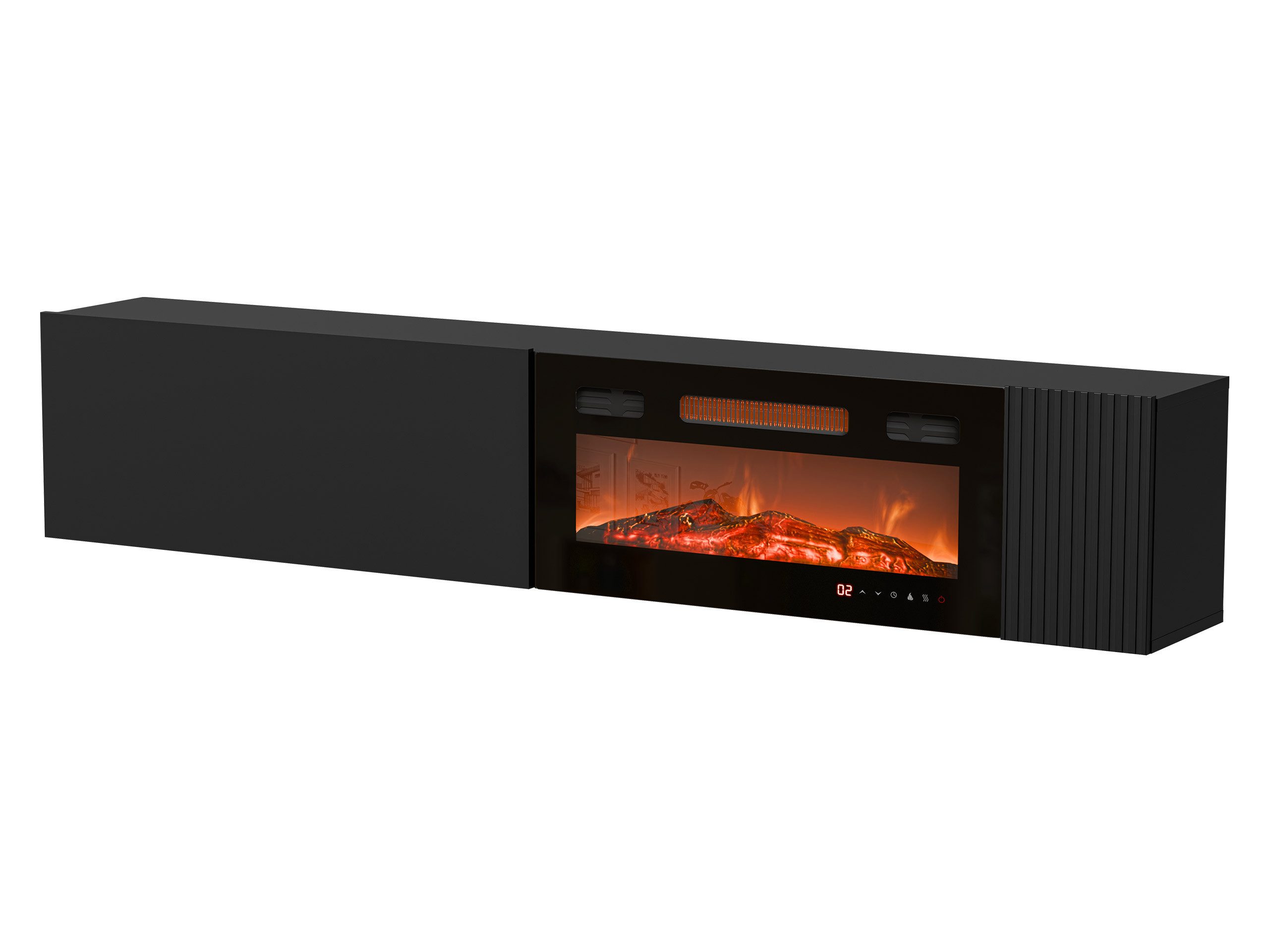 MIRJAN24 TV-Schrank Capital 200 EF mit Kamin (mit Drehtür und Klappe) Realistische LED-Flamme, Gasdruckfeder