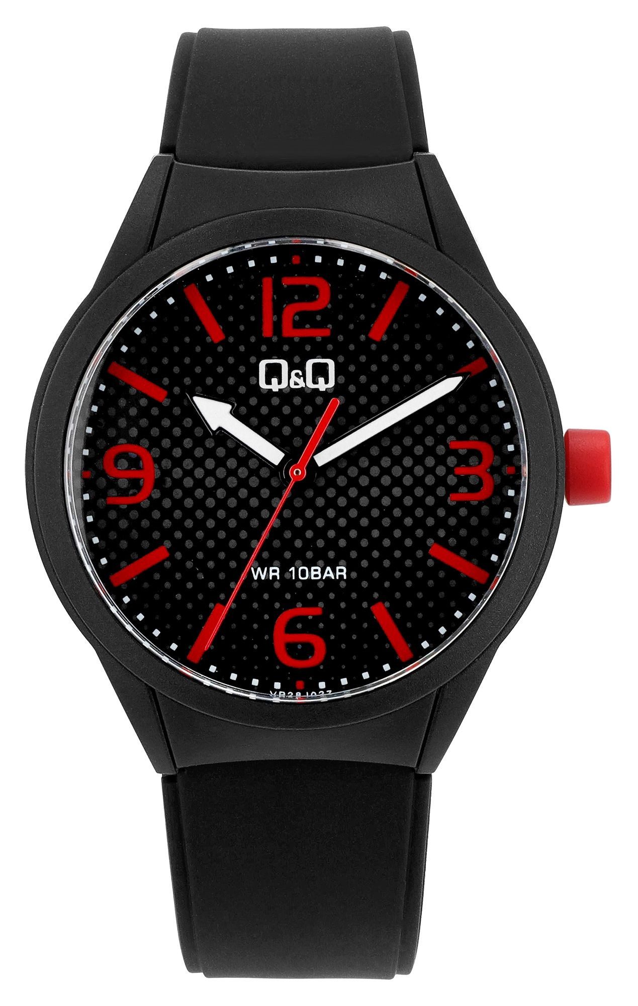 Quarzuhr VR28J027Y Q&Q Herrenuhr mit Silikonarmband, schwarz/rot
