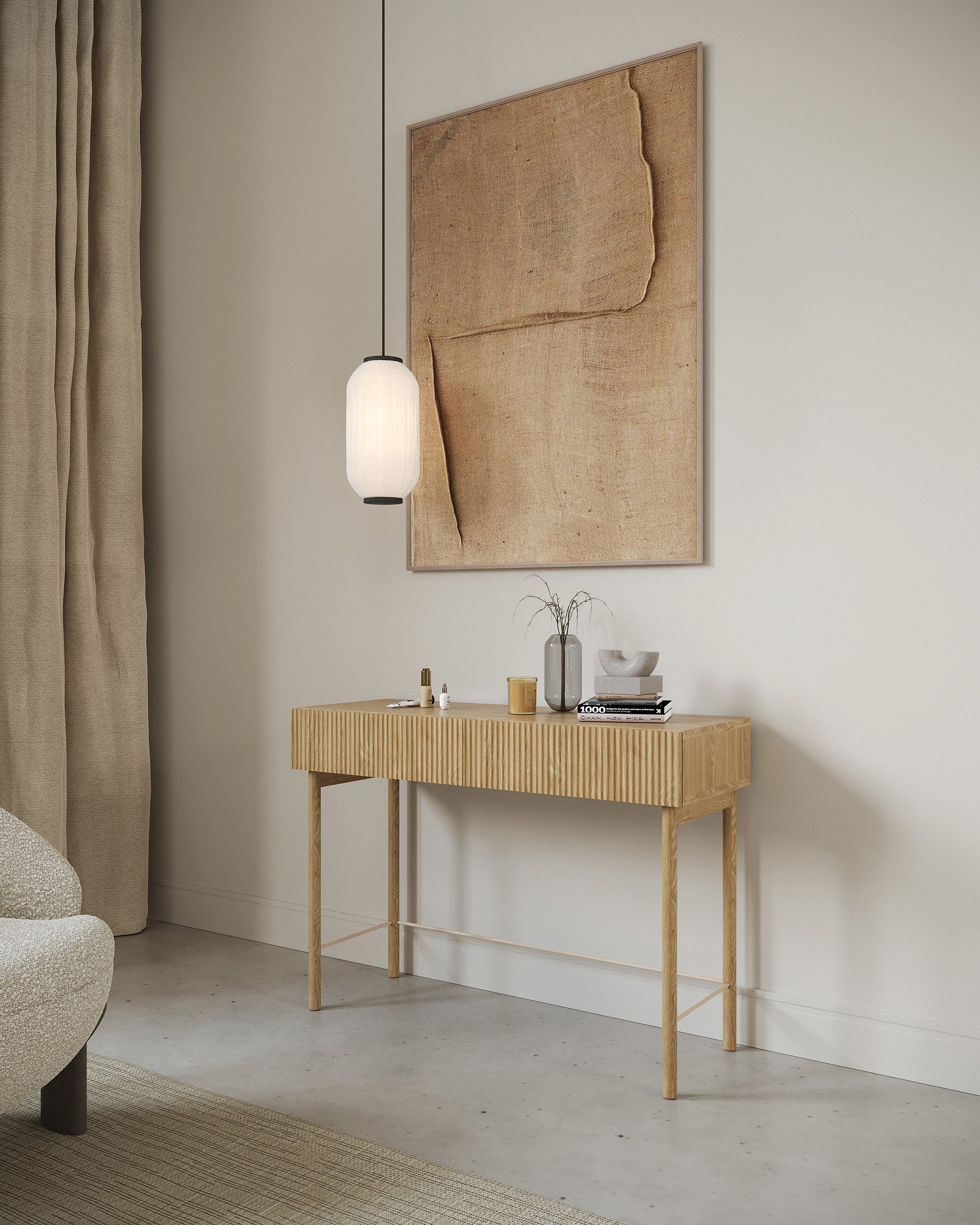 Selsey Schminktisch NOLIE, mit 2 Schubladen, Holzbeinen, 110 cm breit
