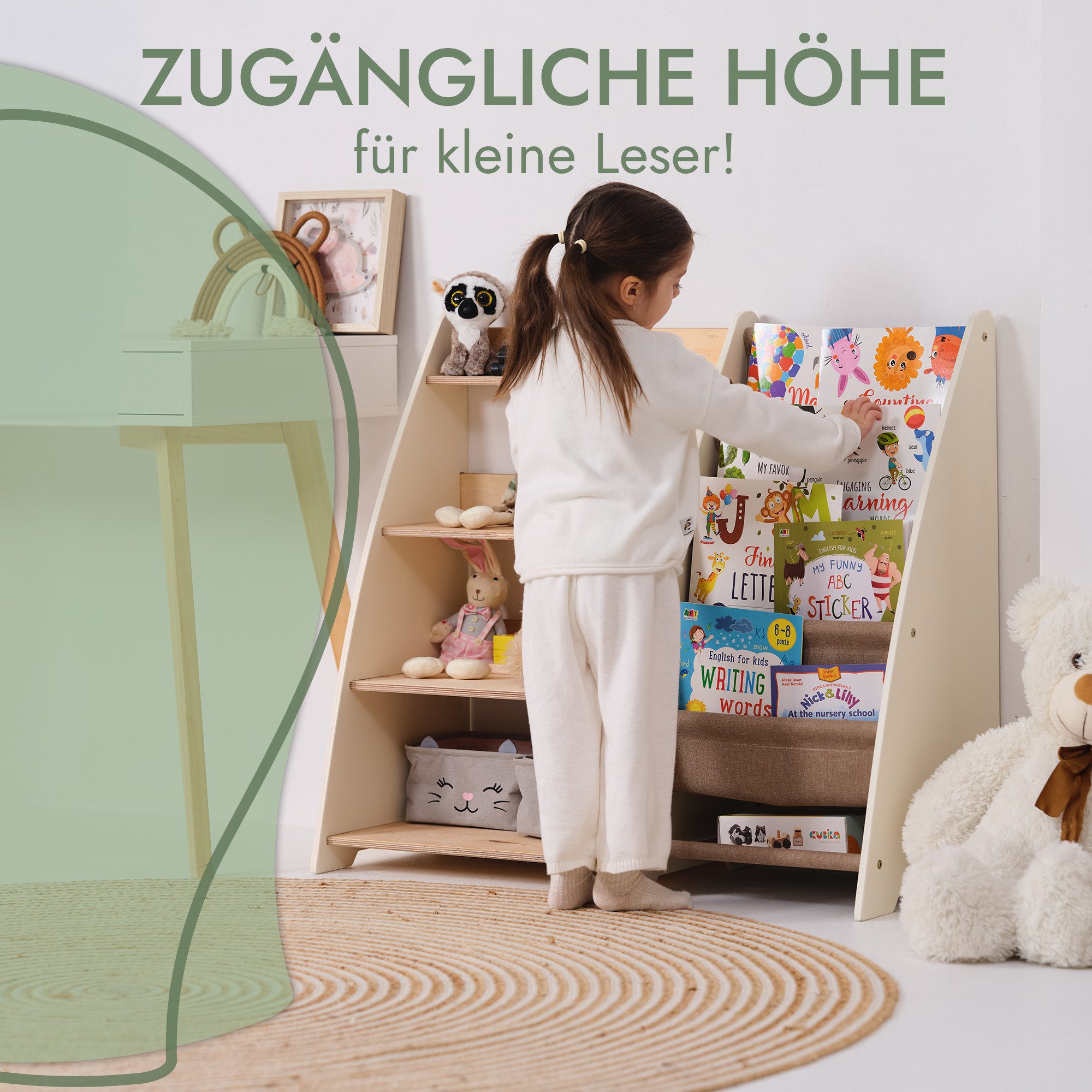 Goodevas Kinderregal Holz-Bücherregale Funktionaler Spielzeugorganisator fü günstig online kaufen