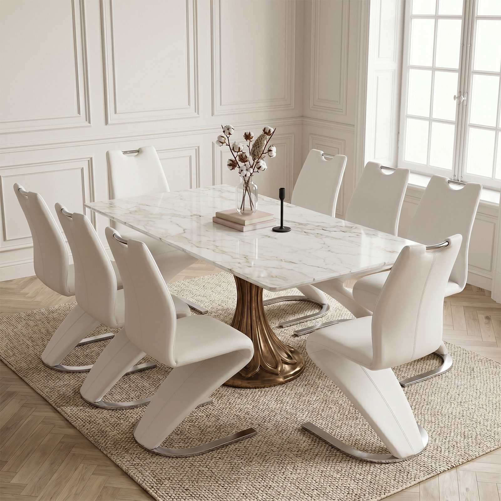 Jiexi Freischwinger Modernes Freischwinger-Set PU-Leder, Z-Form Design, 2/4/6/8er Set