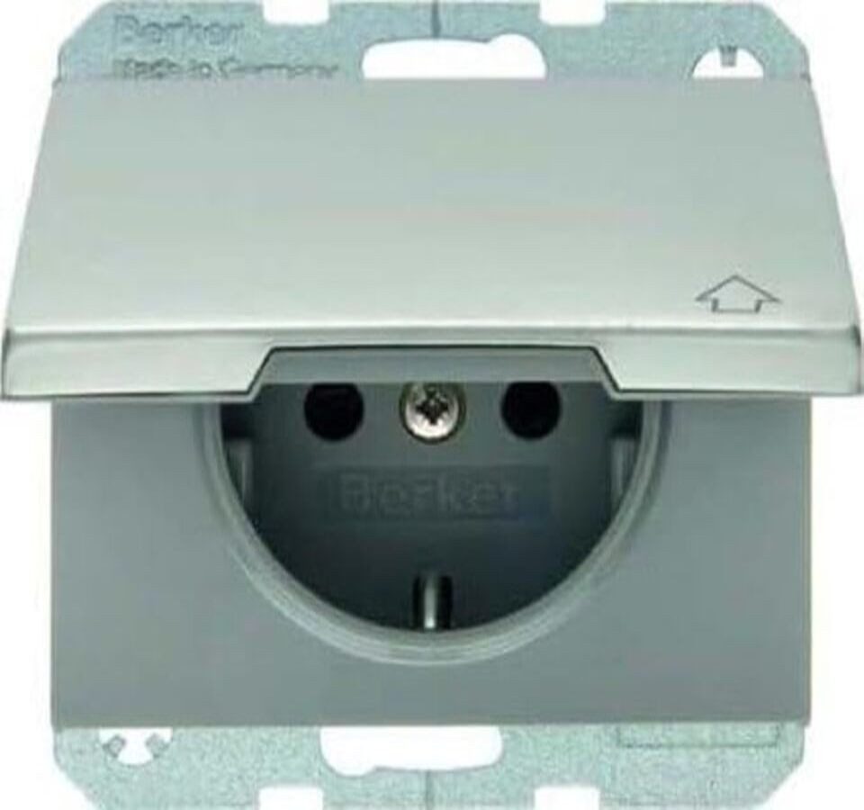 Berker Steckdose 47517104 Steckdose SCHUKO+Klappd. u.erh.BS K.5 Edelstahl Rostfrei
