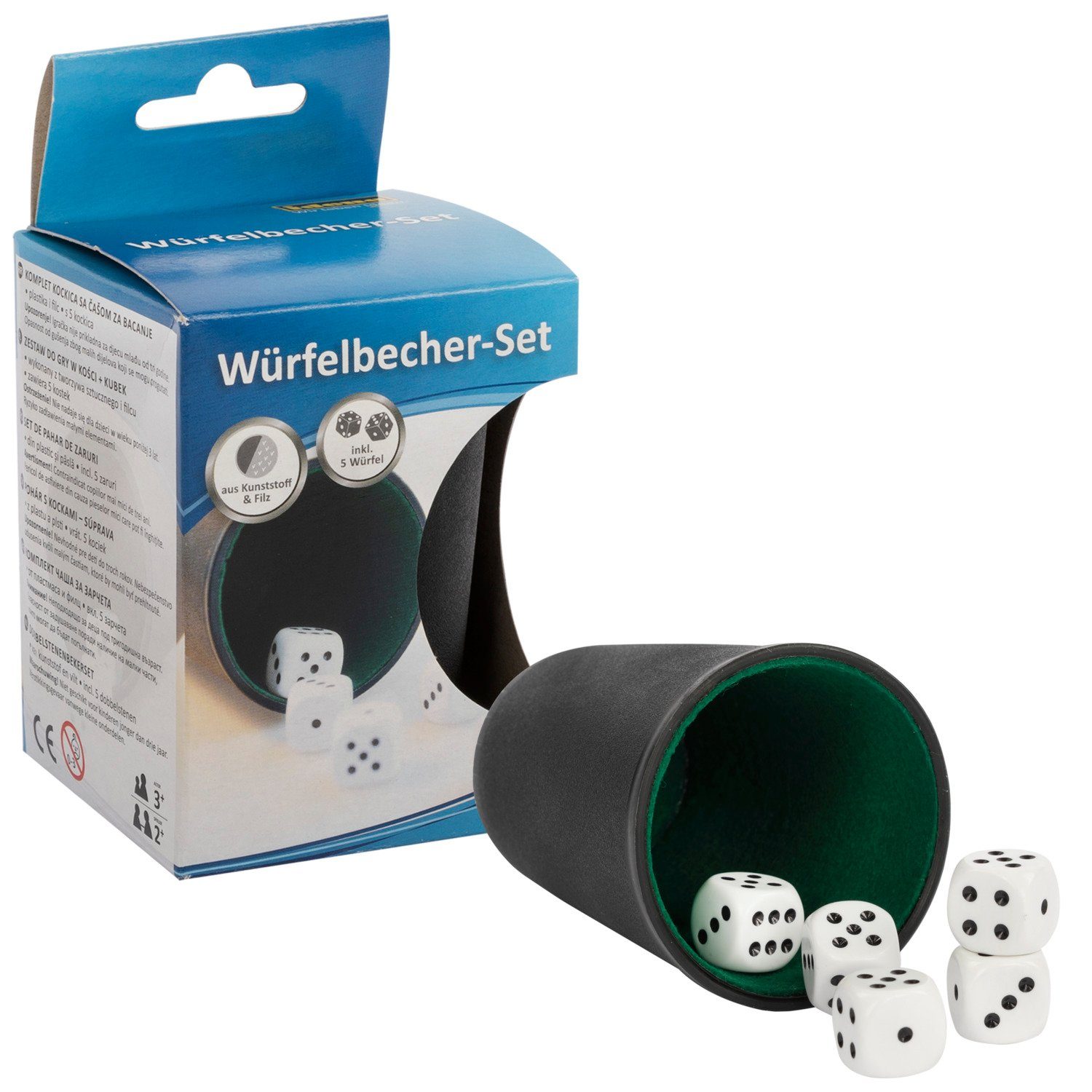 Spiel Idena 10002233 - Würfelbecher aus Kunststoff und Filz, inklusive 5