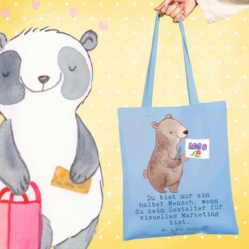 Mr. & Mrs. Panda Tragetasche Gestalter für visuelles Marketing Herz - Sky Blue - Geschenk, Kollegi (1-tlg), Cross Stitching Griffe