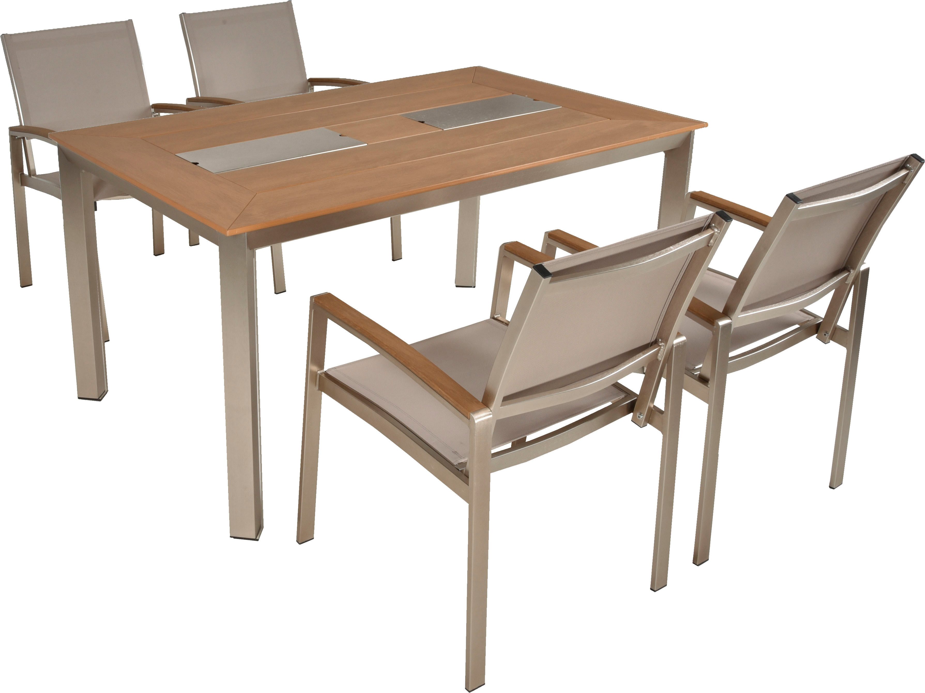 Garden Pleasure Garten-Essgruppe, Tischgruppe »FLORENCE«, (Set, 5-tlg), 4 Stühle (stapelbar), Tisch LxB: 90x75 cm, mit 2 Eisbehälter im Tisch