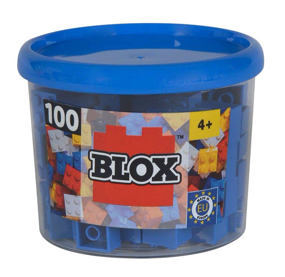 SIMBA Spielbausteine Simba Konstruktionsspielzeug Blox 100 Teile 4er blau 104114112
