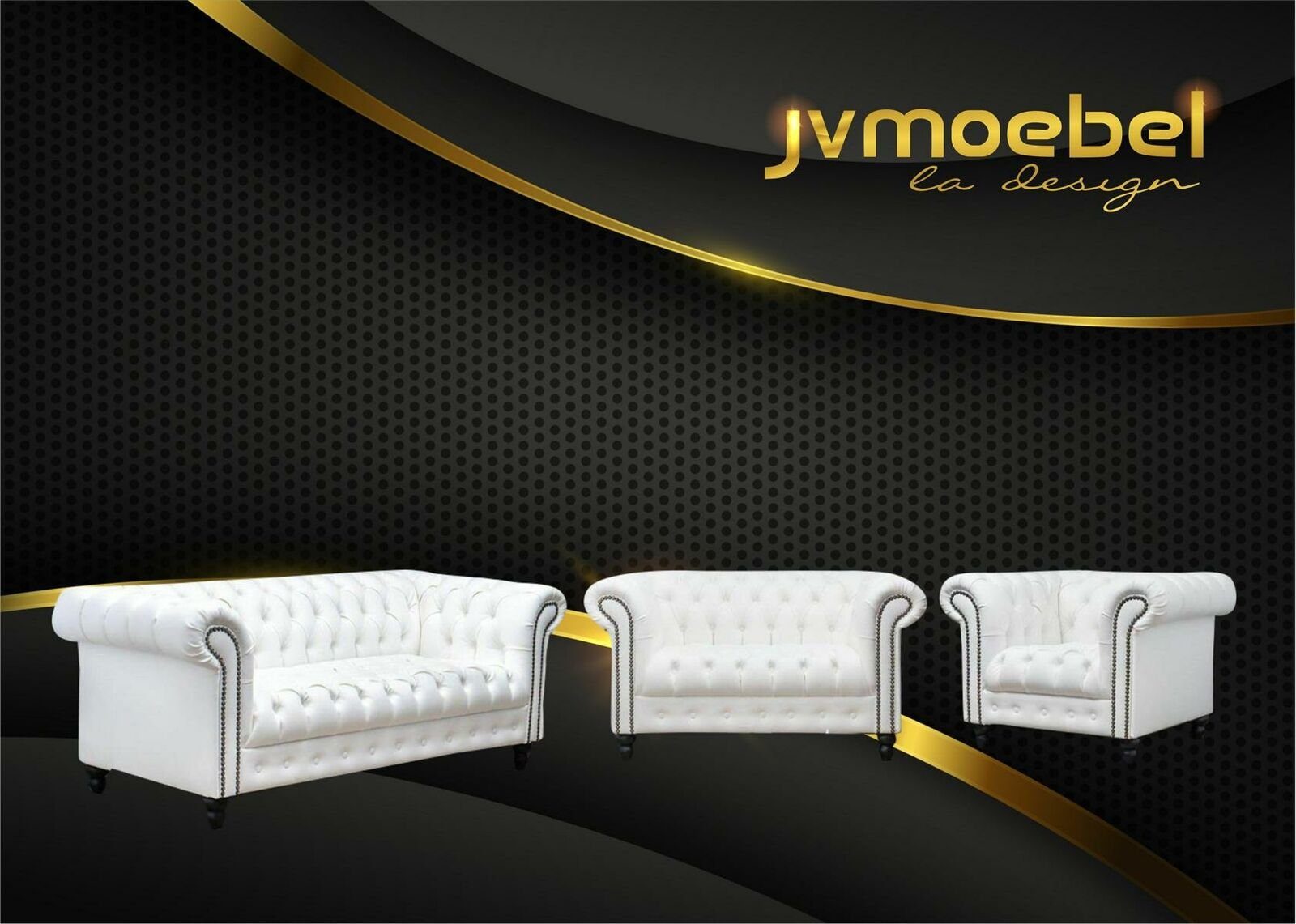Sofa, JVmoebel Sofagarnitur Weiß Chesterfield Wohnzimmer Design Möbel Couch
