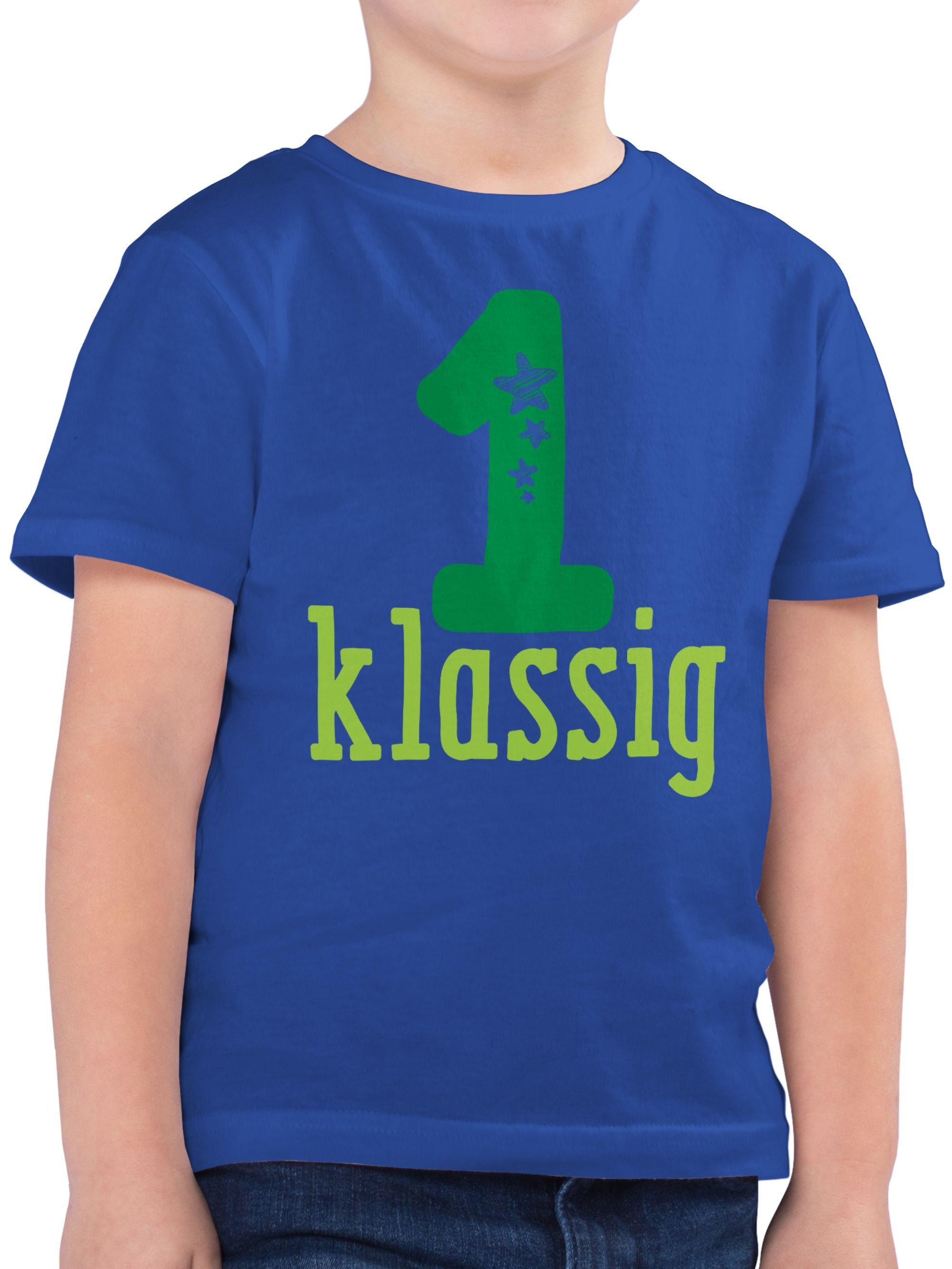 Shirtracer T-Shirt 1. klassig 1. Klasse Einschulung Junge Schulanfang Geschenke 3 Royalblau