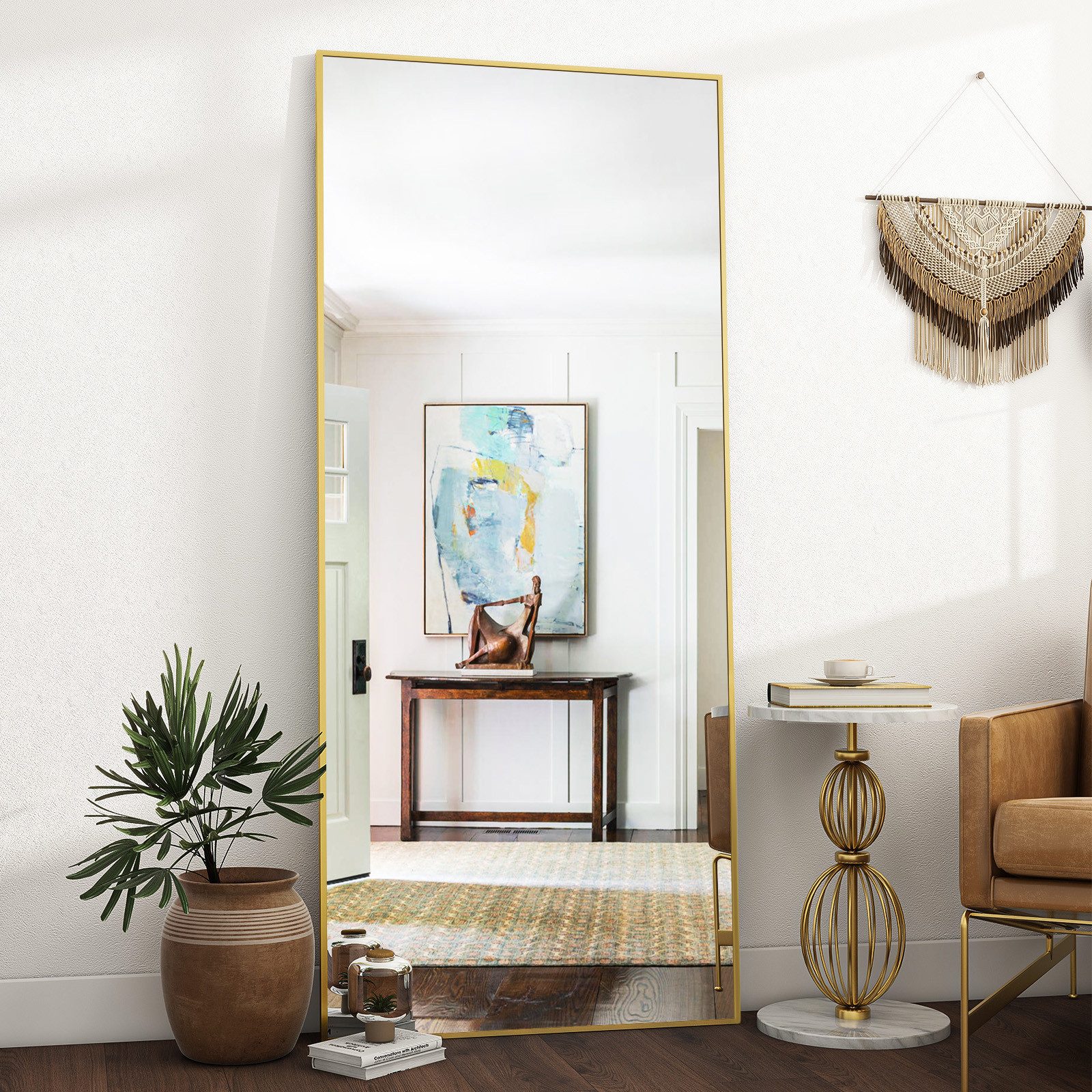 Koonmi Ganzkörperspiegel 165 cm x 60 cm großer rechteckiger Spiegel mit Metallrahmen – Bild 2 von 5