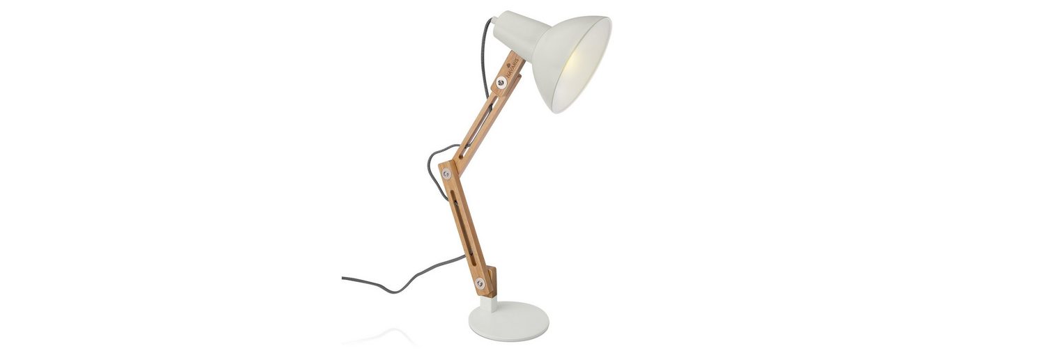 Navaris LED Tischleuchte, Design Holz Schreibtischlampe E27 Fassung mit Standfuß Retro