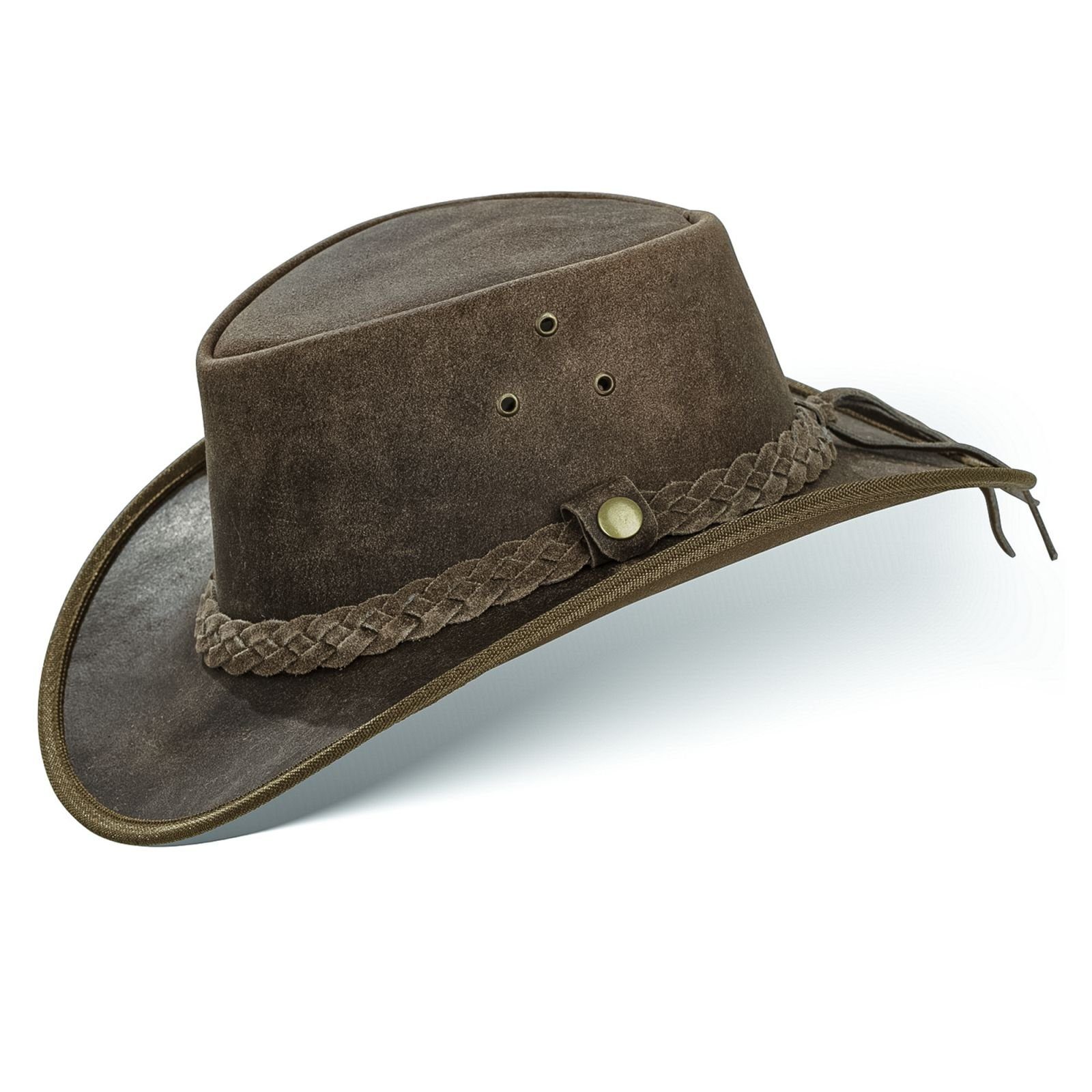 BLACK FOREST FOX Cowboyhut TEXAS Unisex Western Reiten Cowboy Leder Hut in 4 Farben Old Green Größe M