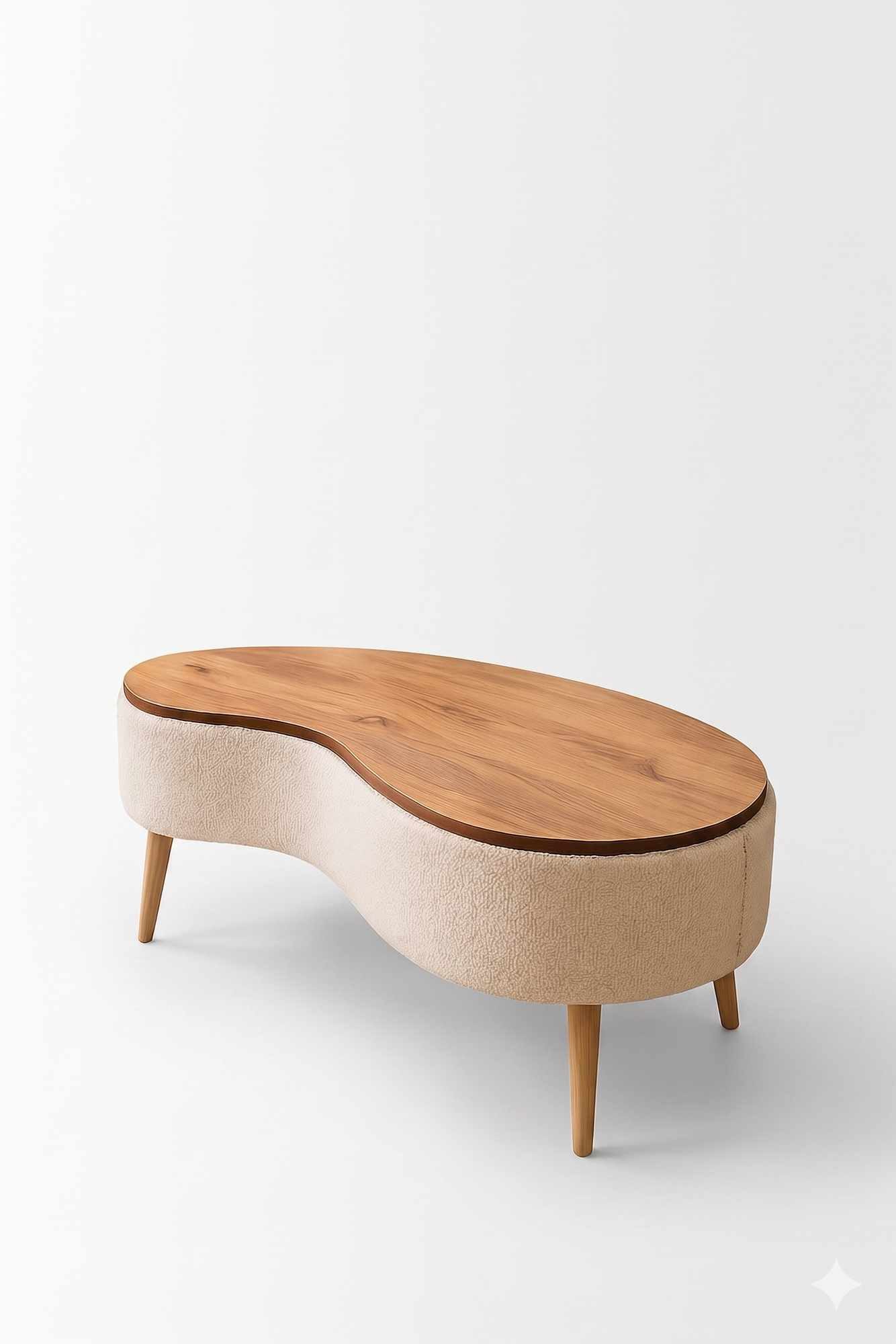 Skye Decor Couchtisch Snug Japandi (1-St), Teddy-Optik mit Buchenholzbeinen