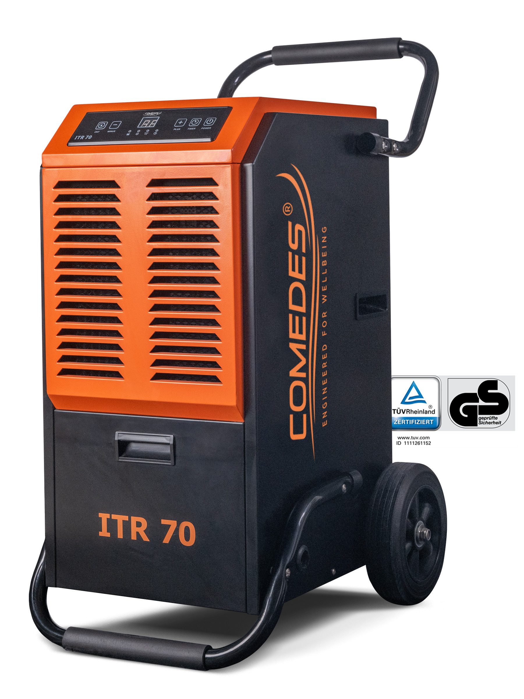 Comedes Bautrockner Luftentfeuchter Comedes ITR 70, 70 Liter/Tag, Entfeuchtung 70 l/Tag, Tank 5.5 l, 5,5 Liter Wassertank und Schlauchanschluss