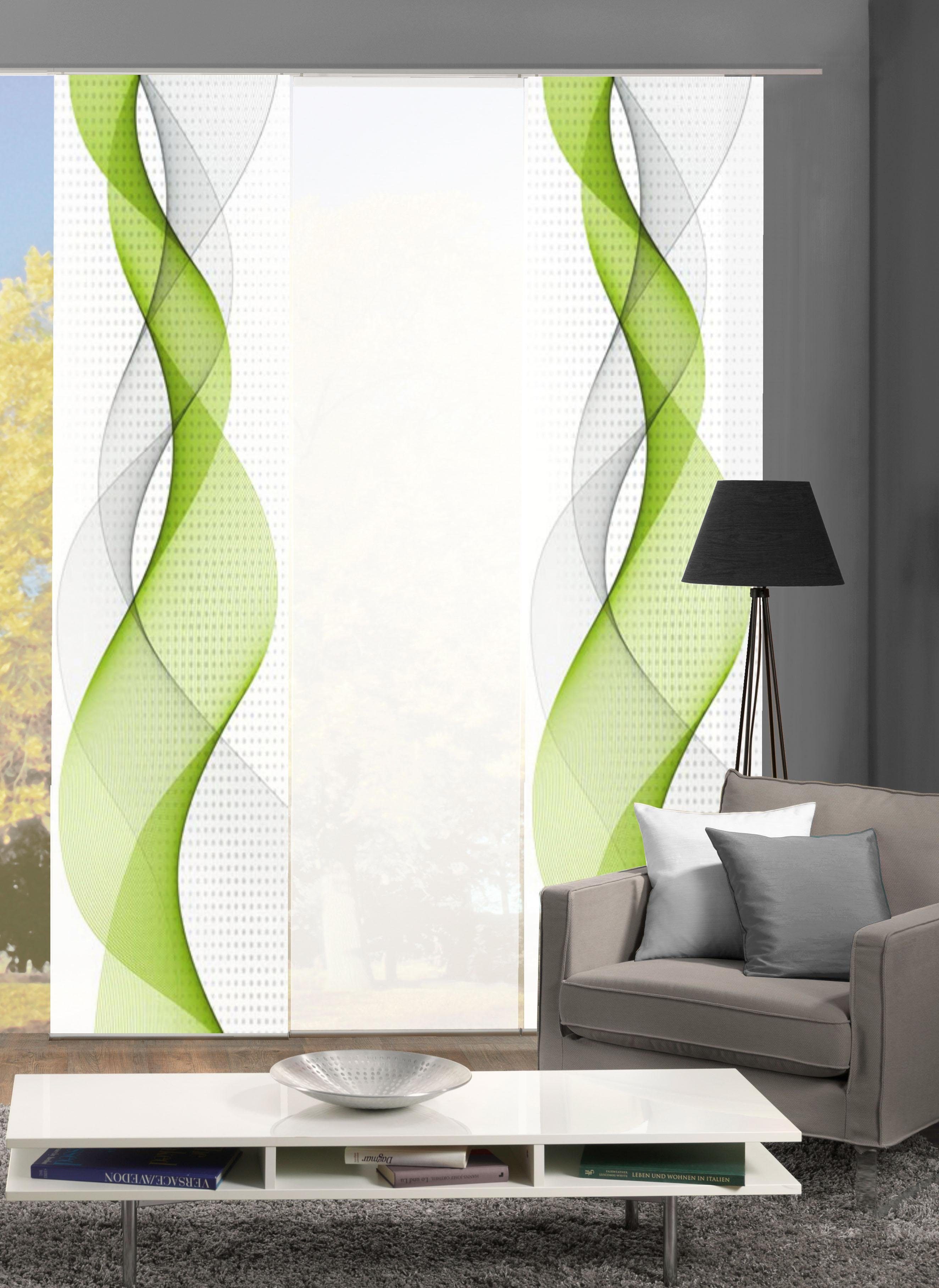 HOME WOHNIDEEN Schiebegardine OPALIA 3ER SET, Paneelwagen (3 St), halbtransparent, Microfaser, HxB: 245x60
