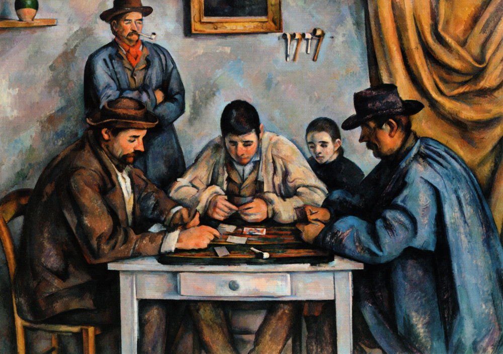 Postkarte Kunstkarte Paul Cézanne "Die Kartenspieler"