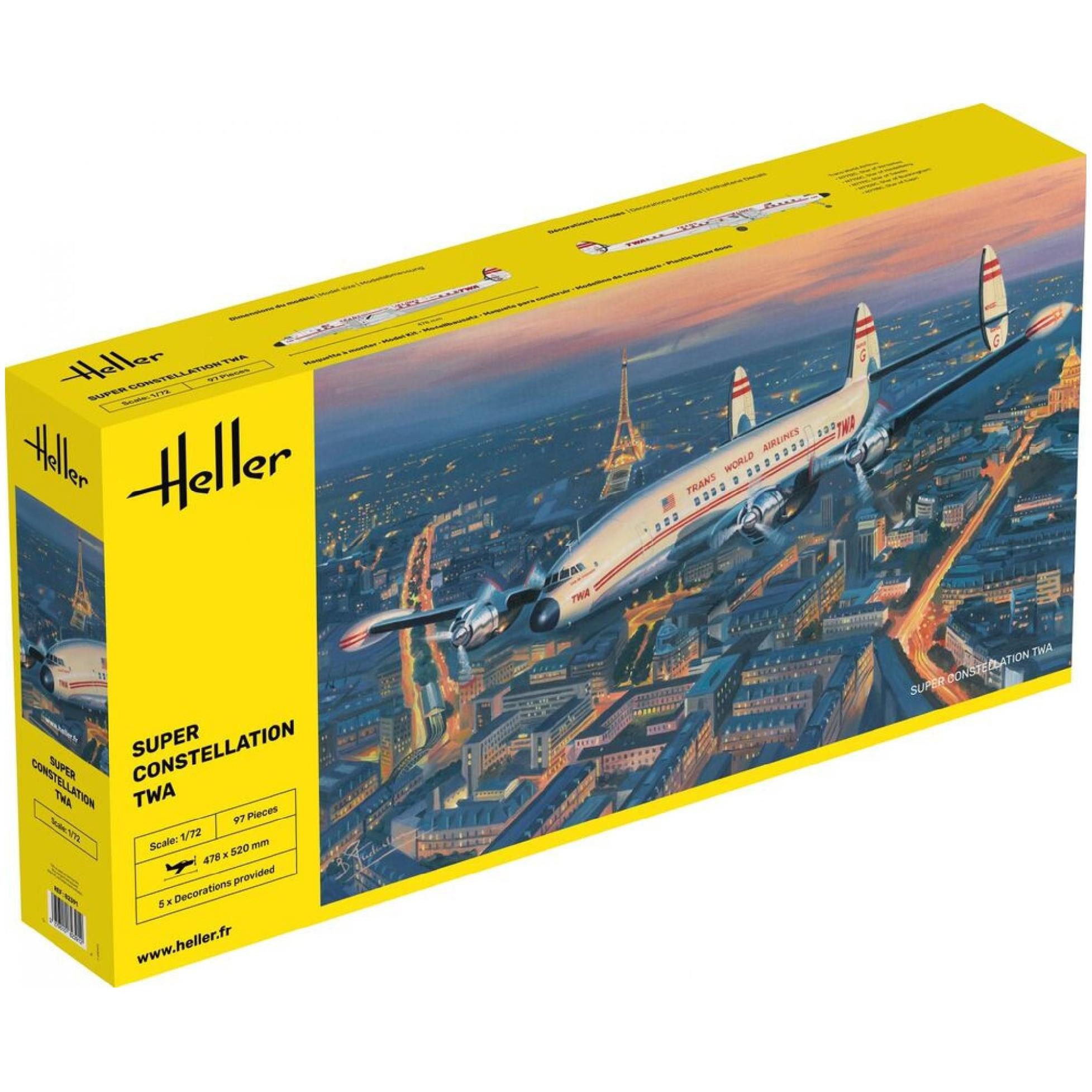 Heller Modellbausatz Super Constellation TWA / 1:72, Maßstab 1:72