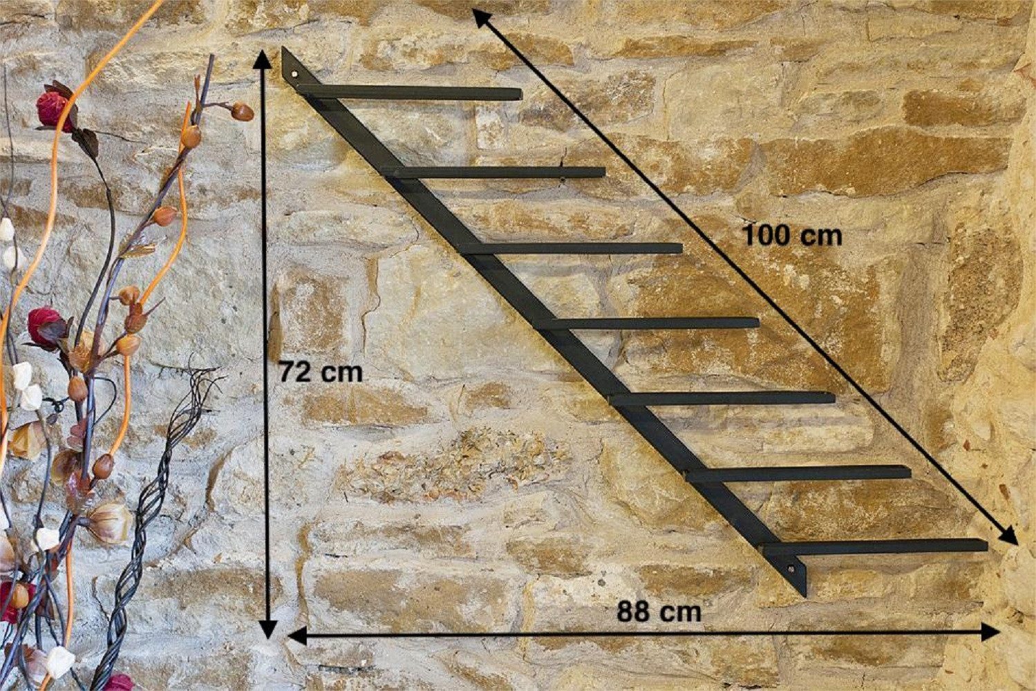DanDiBo Weinregal Metall Schwarz Diagon 100 cm Flaschenhalter Flaschenständer Wandregal – Bild 3 von 5