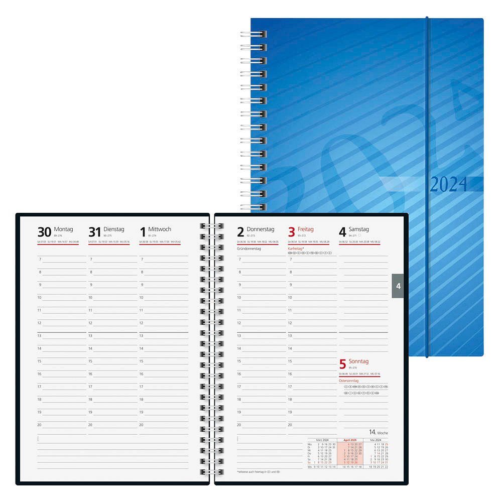 Buchkalender 2021 A5 1 Tag 1 Seite RIDO Buchkalender 1 Buchkalender 2024 Wochenplanung ca. A5 blau