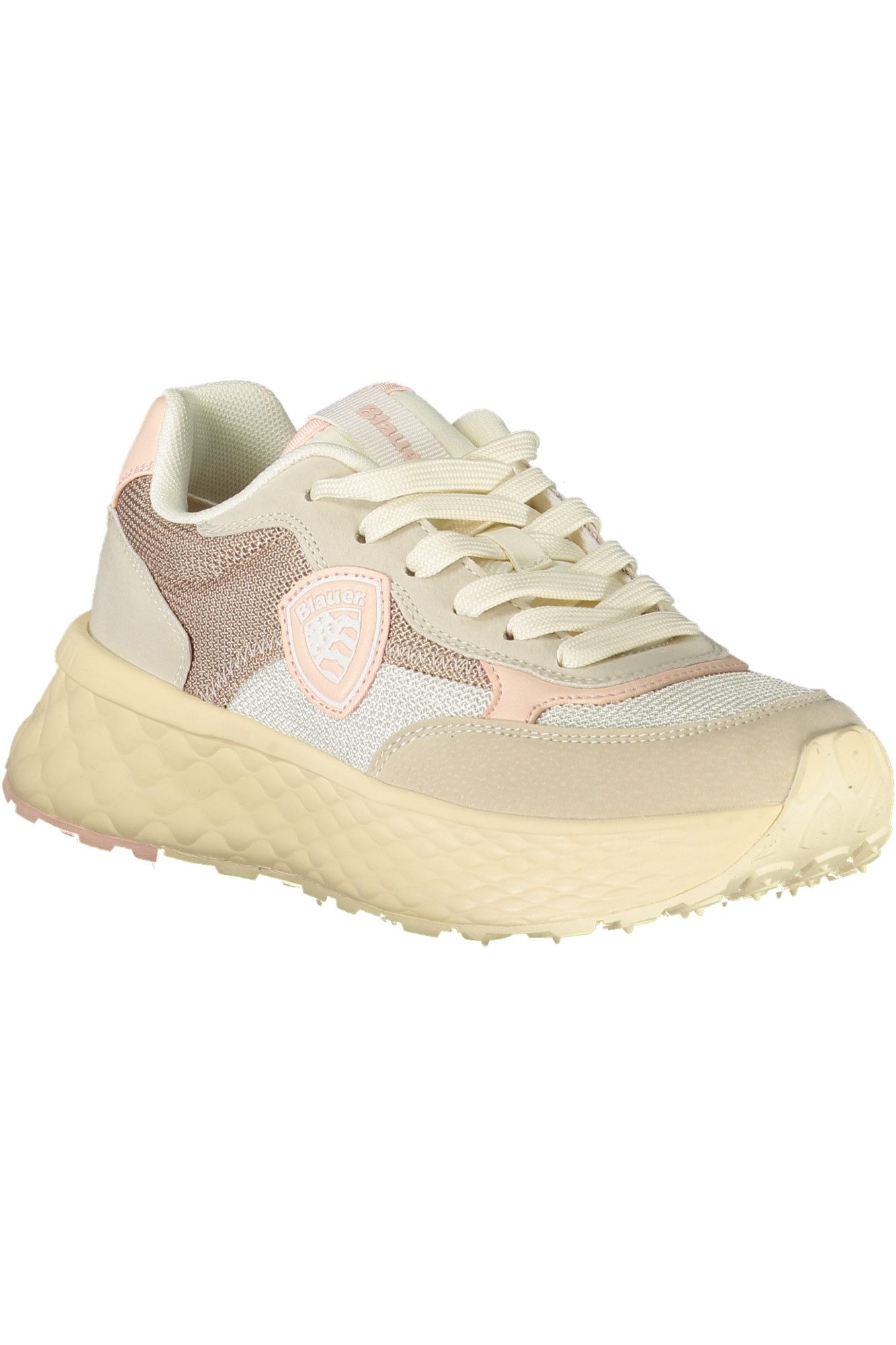 Blauer Sneaker Beiger Damen-Sneaker mit rosa Details und