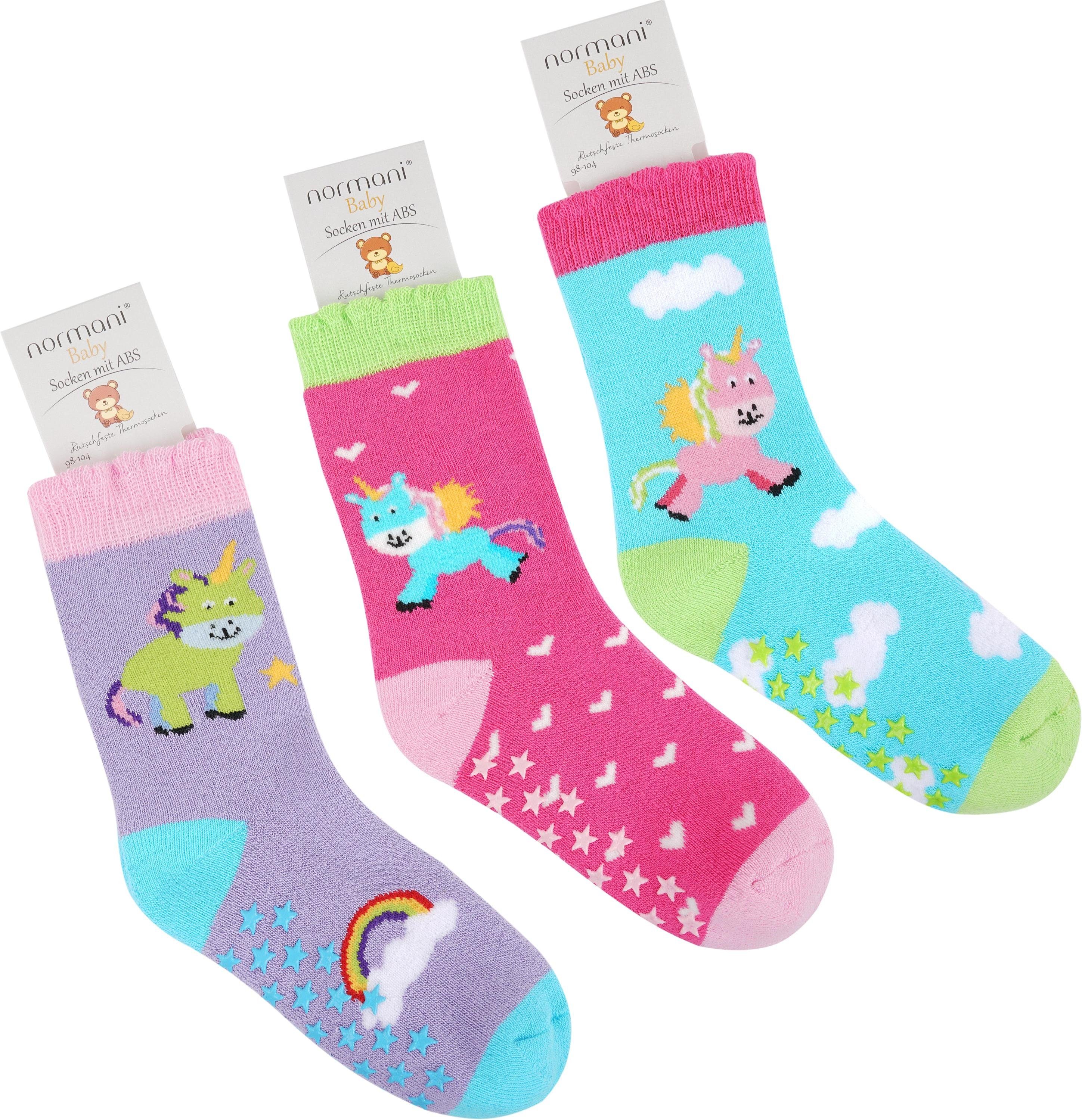 normani Basicsocken 3 Paar Kindersocken mit ABS-Druck (3 Paar) rutschfeste ABS Sohle