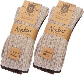 BRUBAKER Langsocken Wadenlange Alpaka Socken aus 100% Alpakawolle - Warme Thermosocken (4-Paar, 4er Set hohe Unisex Wollsocken) Extra lange Wintersocken für Herren und Damen