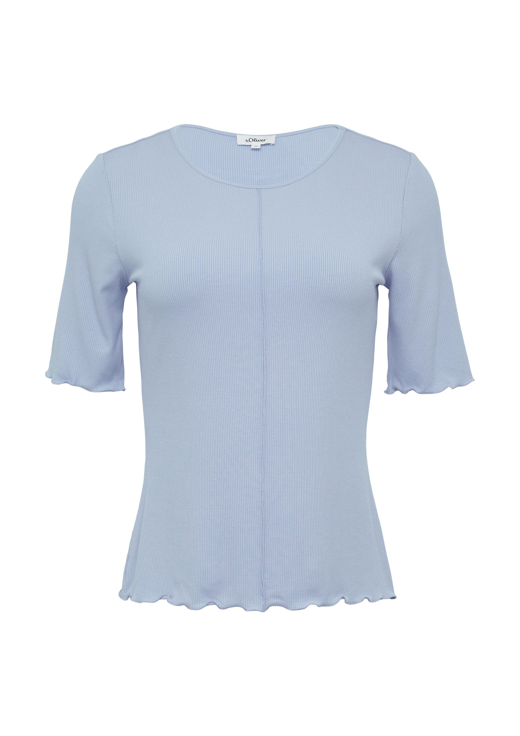 s.Oliver Kurzarmshirt T-Shirt Geripptes Slim-Fit-Shirt mit Nahtdetail günstig online kaufen