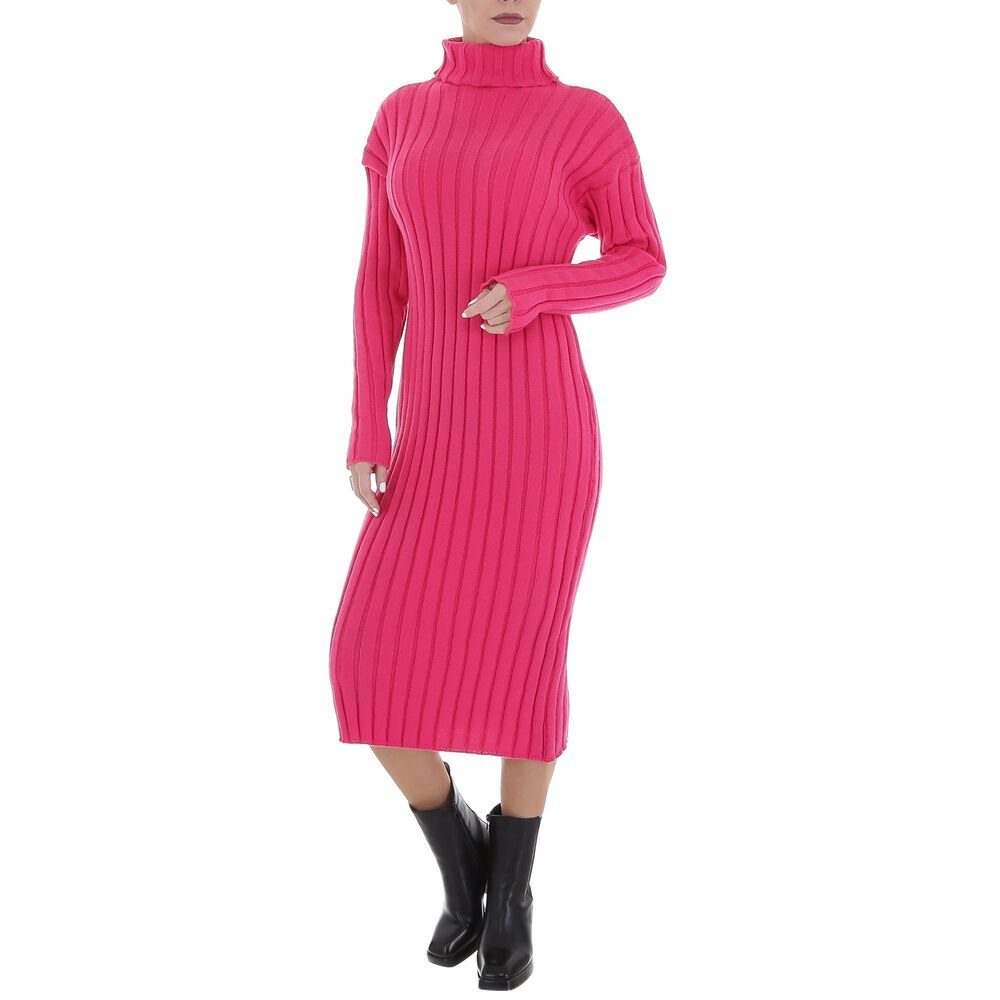 Ital-Design Strickkleid Damen Freizeit Stretch Strickoptik Stretchkleid in  Pink