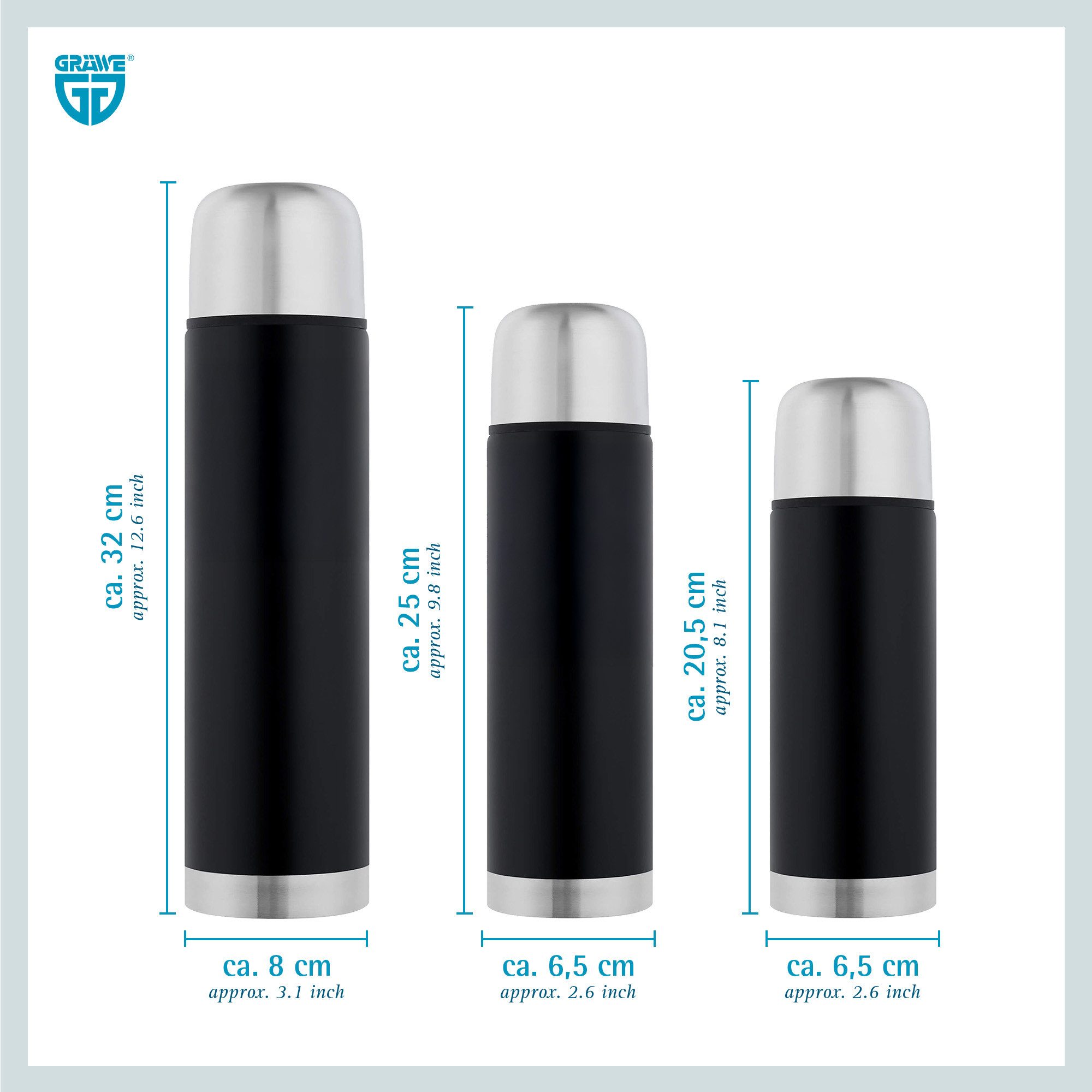 GRÄWE Isolierflasche GRÄWE Isolierflaschen-Set 3-teilig