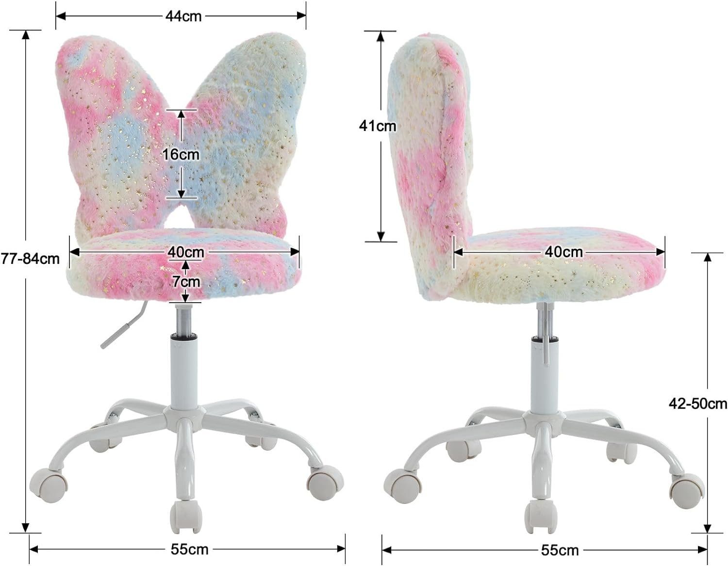 WAHSON OFFICE CHAIRS Kinderstuhl aus Kunstfell höhenverstellbar drehbar Kinderschreibtischstuhl
