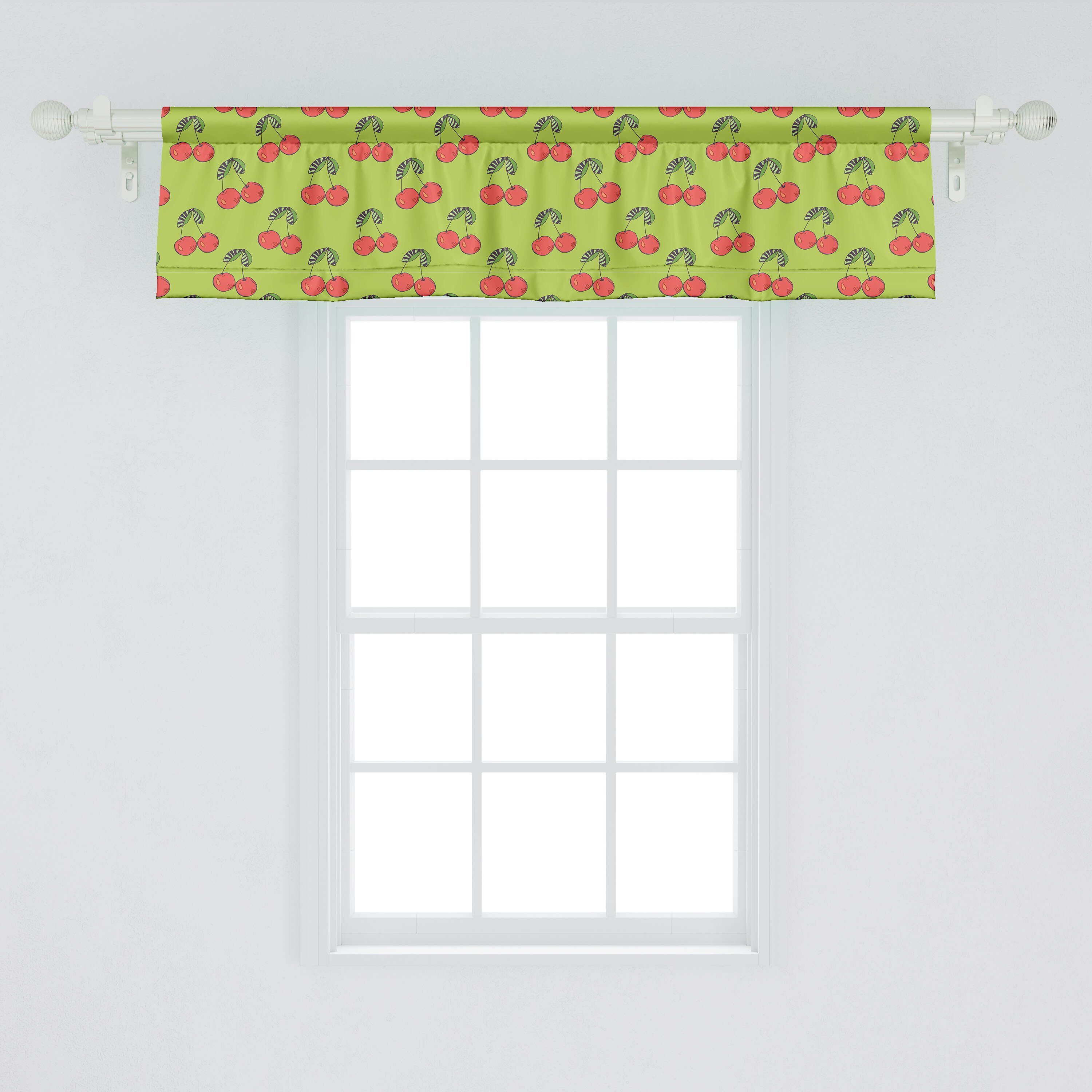 Scheibengardine Vorhang Volant für Küche Dekor Schlafzimmer Stangentasche, Frühlings-Thema Garten-Kunst Kirschen Microfaser, Abakuhaus, mit