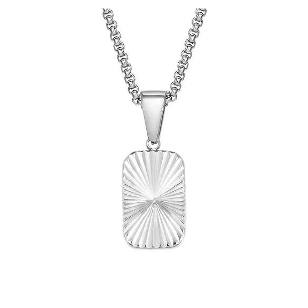 KARMA Kette mit Anhänger Erbskette Herren Halskette Edelstahl Silber Schwar günstig online kaufen