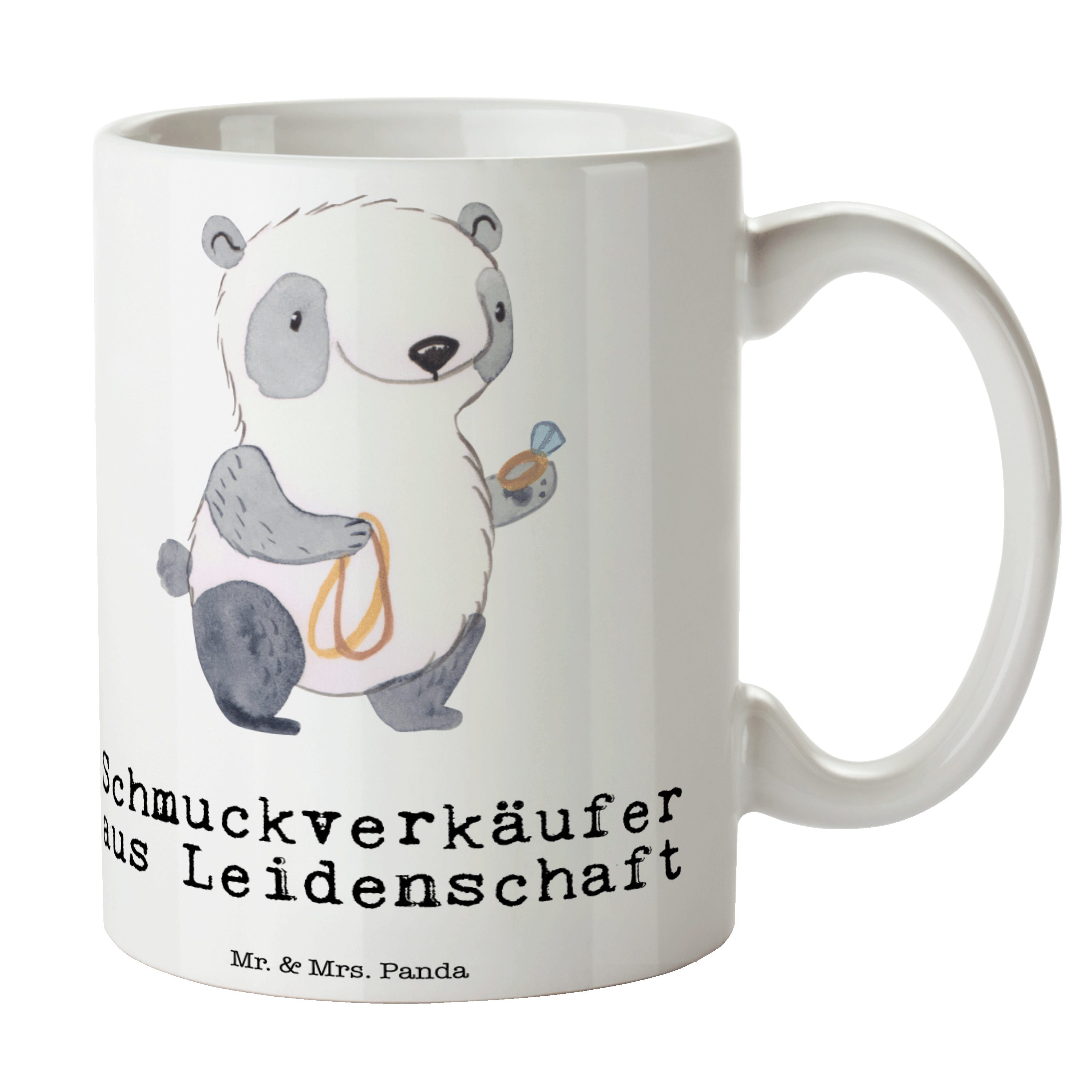 Mr. & Mrs. Panda Tasse Schmuckverkäufer aus Leidenschaft - Weiß - Geschenk, Kaffeetasse, Tee, Keramik
