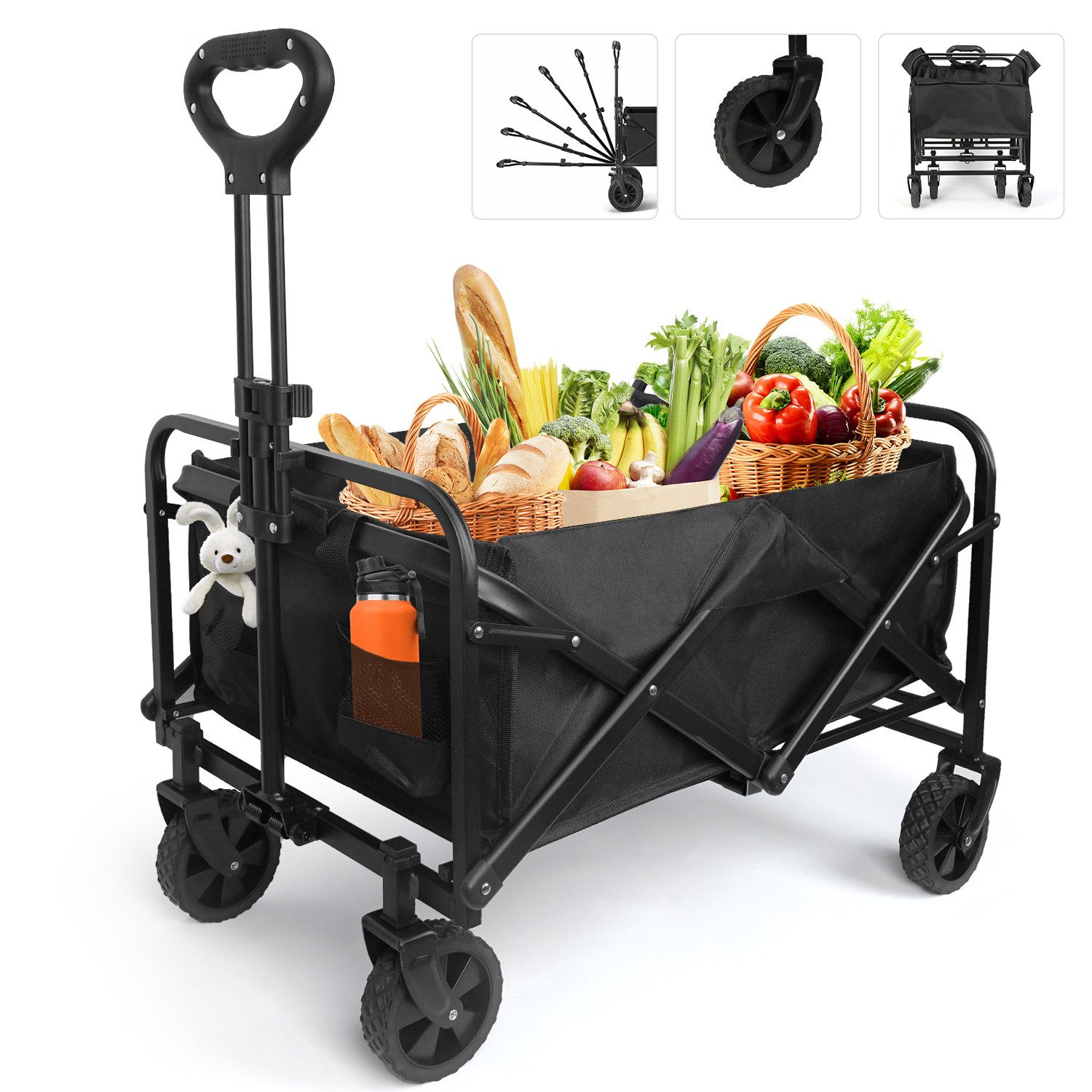 Bollerwagen Faltbar Handwagen Strandwagen Gartenwagen Transportwagen bis 150KG