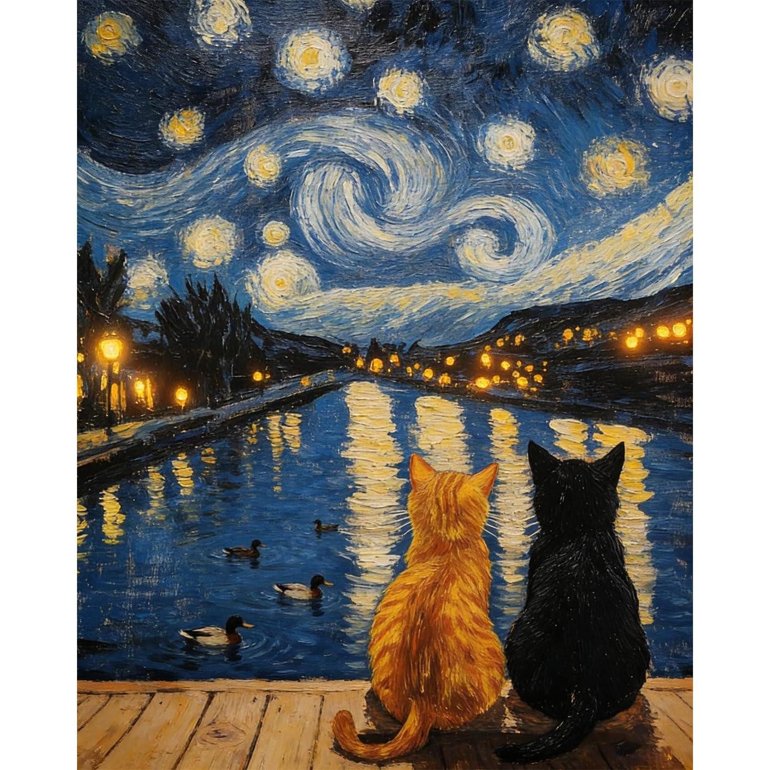 LuxusKollektion Malen nach Zahlen Malen nach Zahlen Sternenhimmel Katze 40x50cm (1-St)