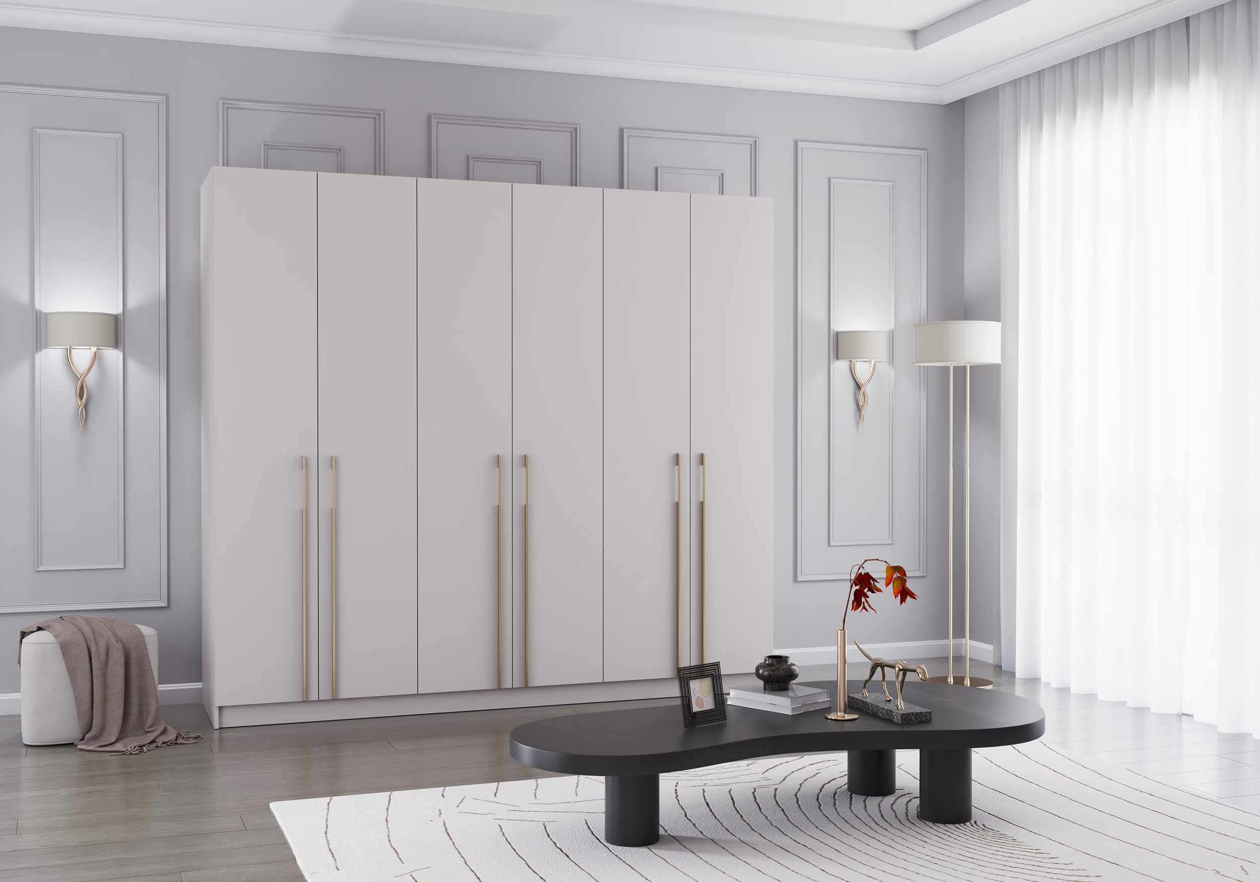 MOEBLO Drehtürenschrank Glamy 6D (Moderner 6-türiger Kleiderschrank mit vie günstig online kaufen