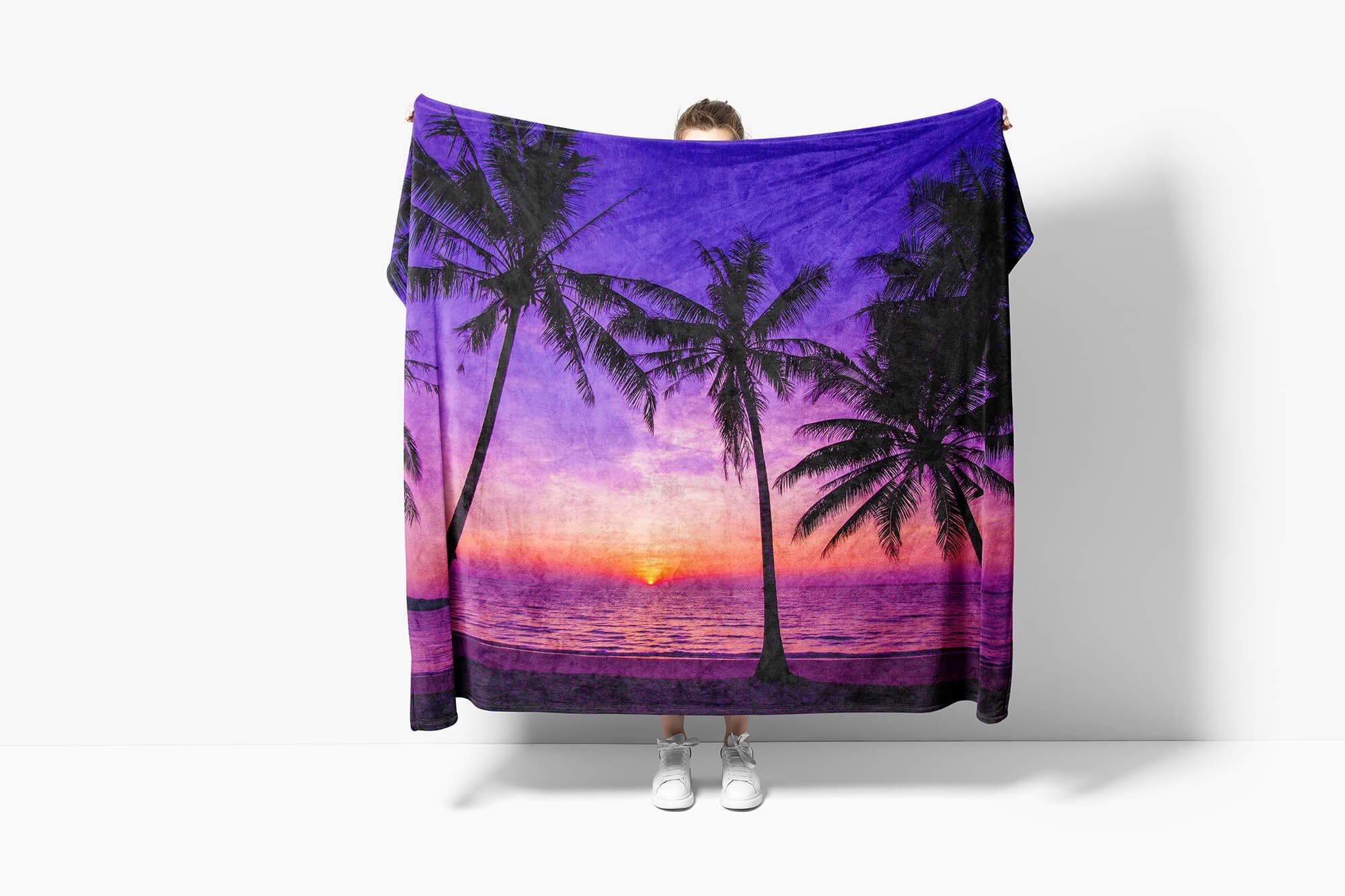 Handtücher Handtuch Strandhandtuch Saunatuch Kuscheldecke mit Fotomotiv Palmen Süden Parad, Baumwolle-Polyester-Mix (1-St), Handtuch – Bild 2 von 5