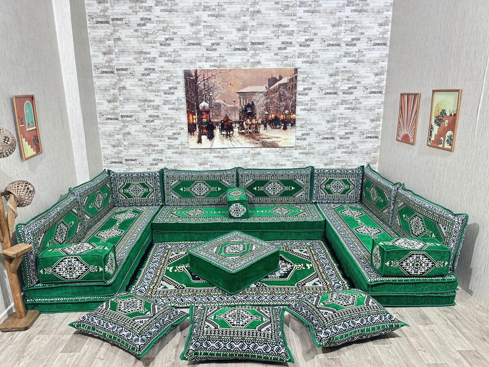 CaddeBuy Sofa U-förmige, Arabische Ecke Majlis, Orientalisches Sofa, Sitzkissen, 22 Teile