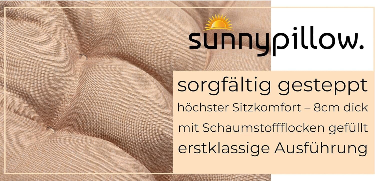 sunnypillow Stuhlkissen 4er Set Stuhlkissen mit Bändern Ontario, Beige