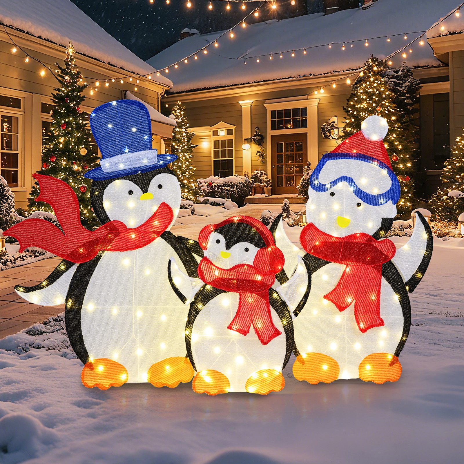 COSTWAY Weihnachtsfigur (1 St), LED Pinguin Familie, Weihnachtsdeko, XXL günstig online kaufen