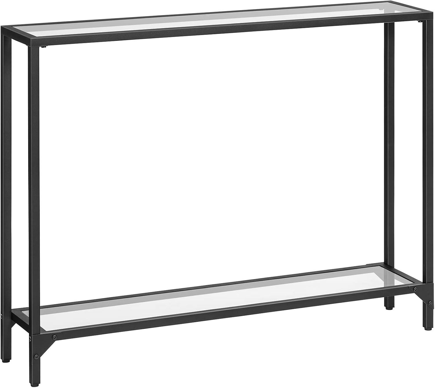 Hoobro Konsolentisch Konsolentisch Glas Metall 100 cm – schmaler Flurtisch modern schwarz, Schmaler Konsolentisch, modernes Design, gehärtetes Glas