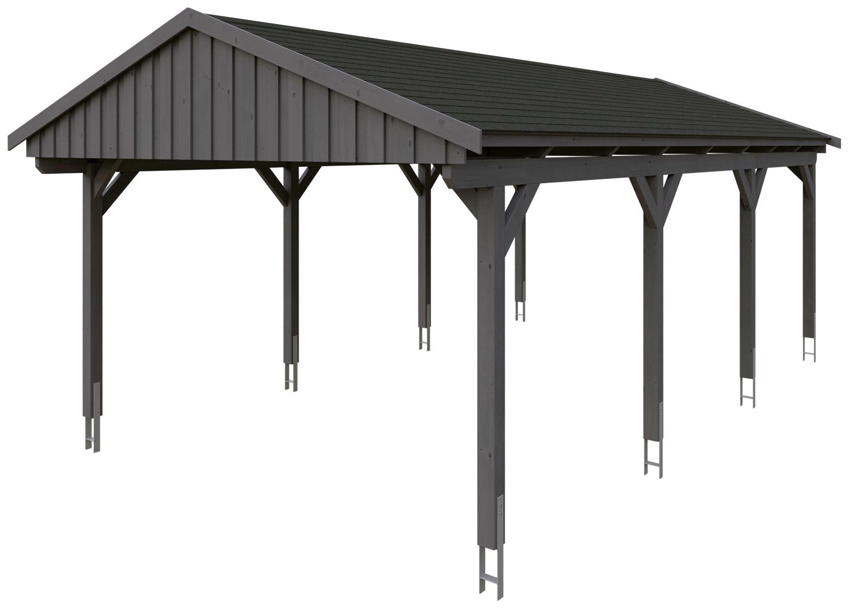 cm, 379 Schindeln Einzelcarport cm 423x808 BxT: Fichtelberg, Skanholz mit Einfahrtshöhe, schwarzen